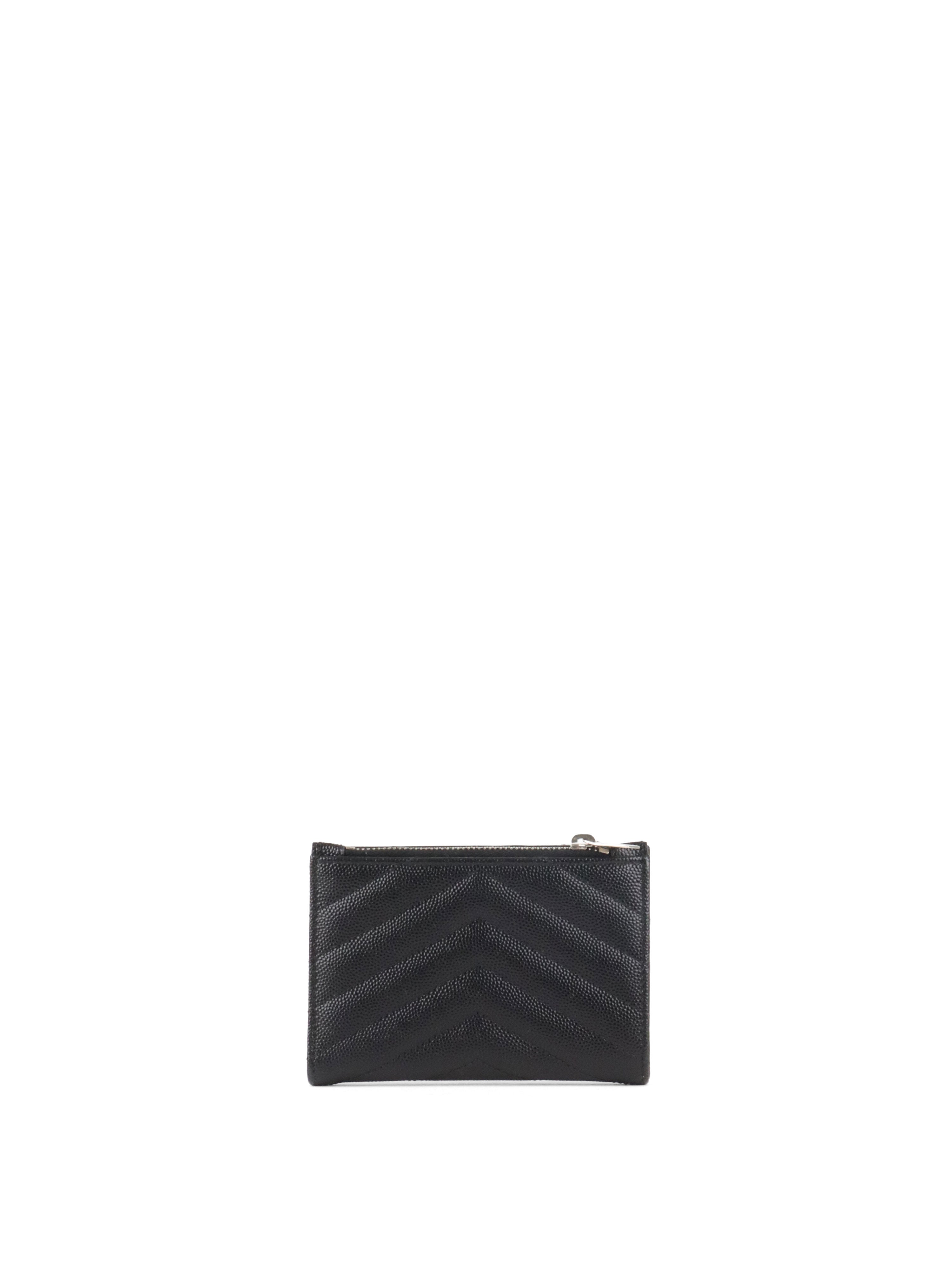Saint Laurent Zipped Black Leather Wallet SHW