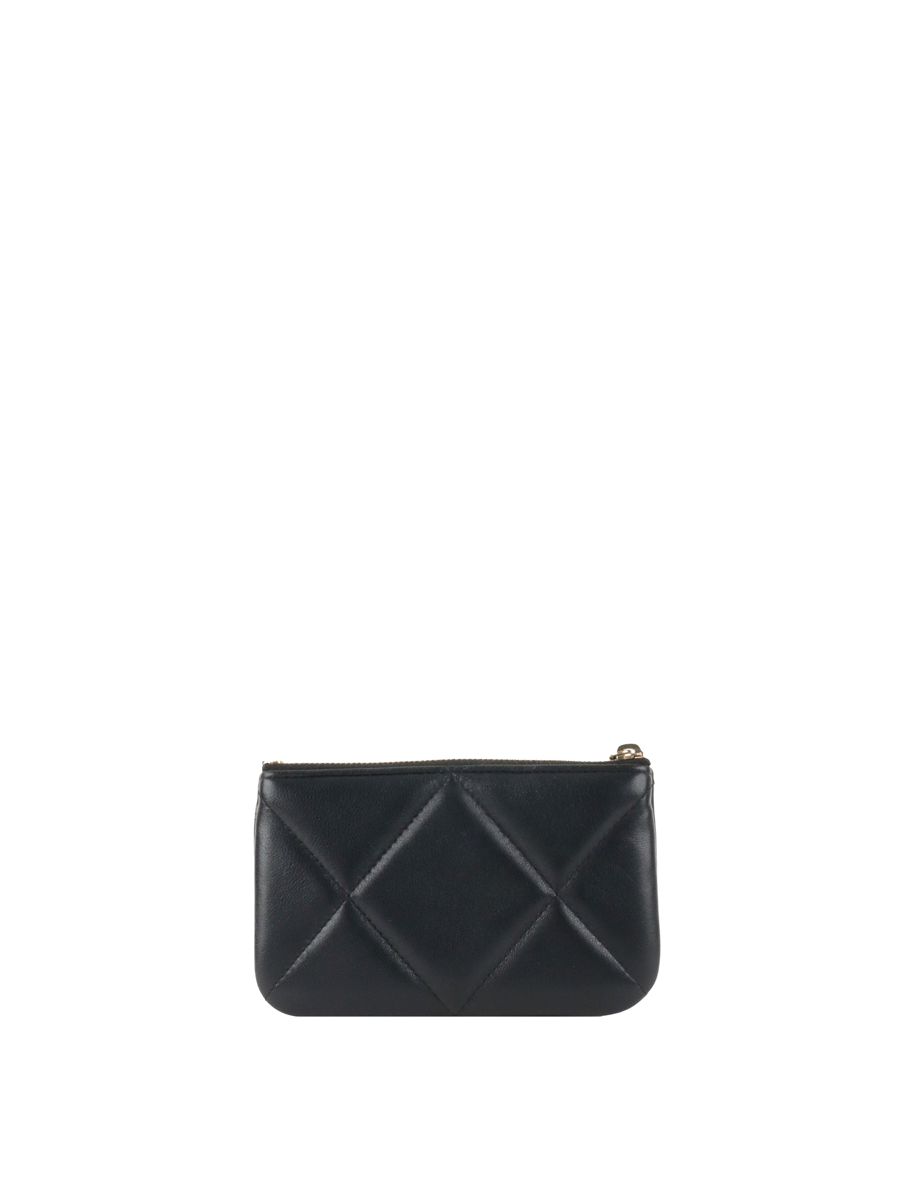 Chanel 19 Quilted Black Zipped Lambskin Coin Purse