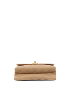 Chanel Beige Woven Chain Link Handle Flap Bag.
