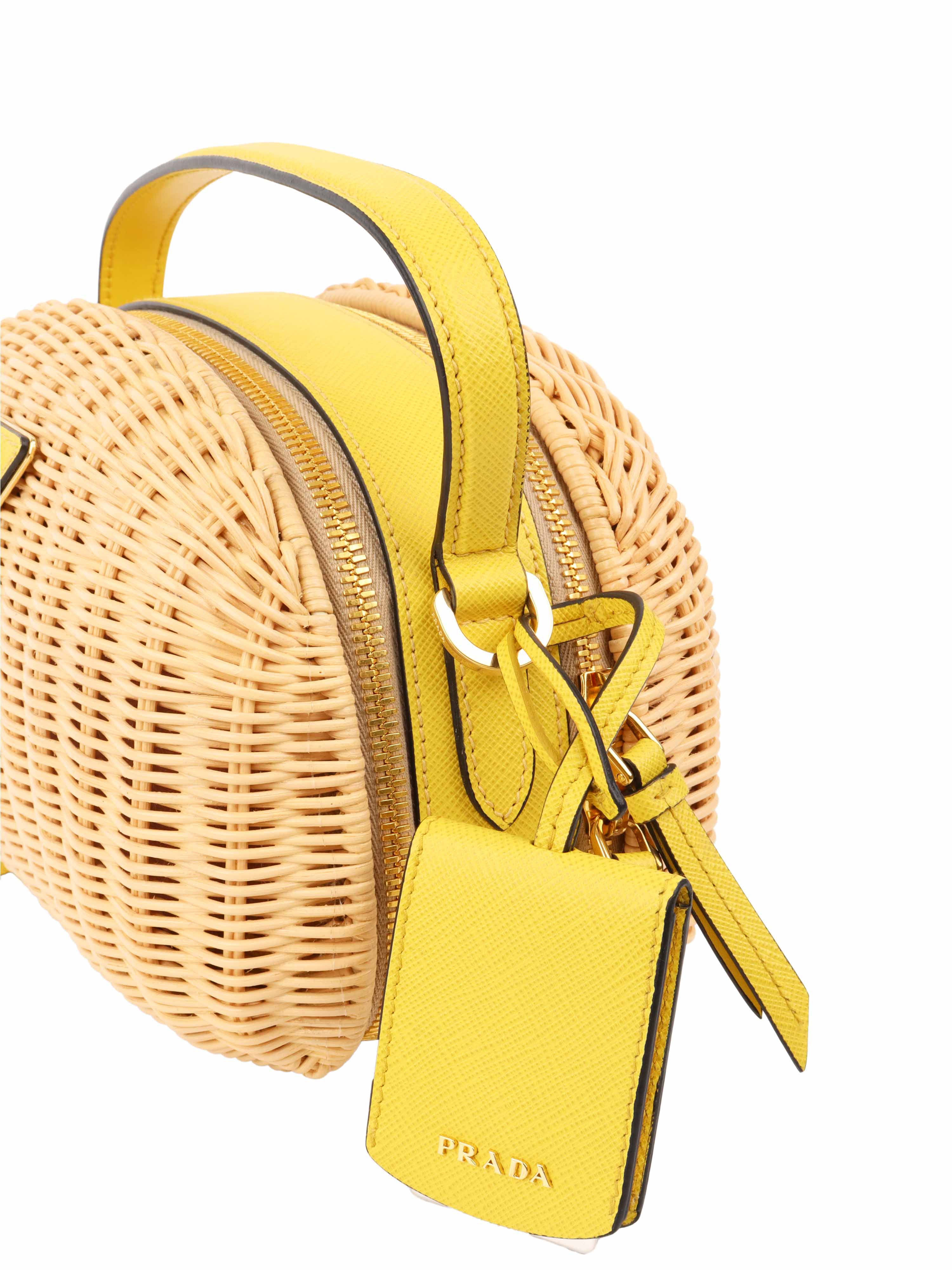 Prada Odette Yellow Wicker Bag.