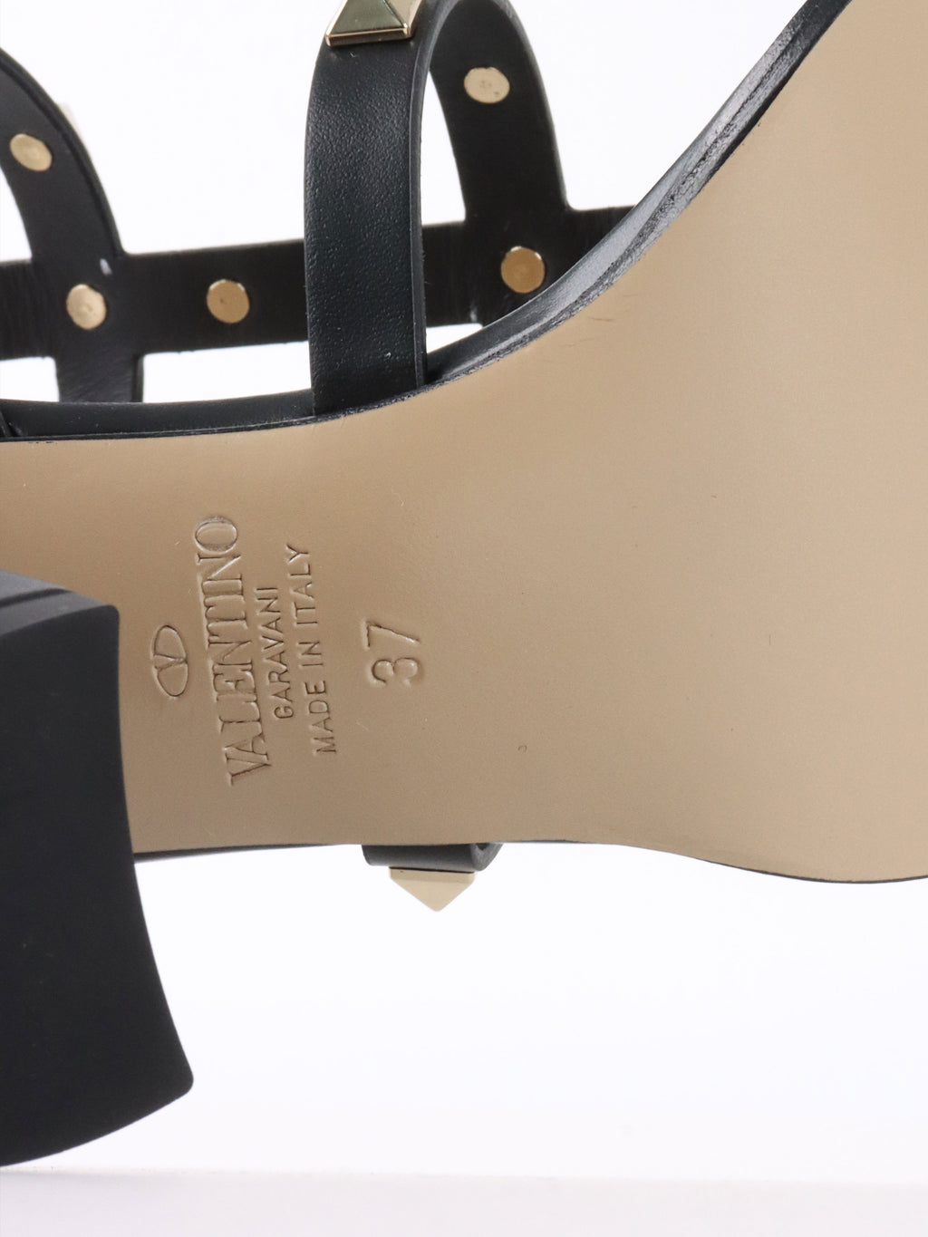 Valentino Black Rockstud Open Toe Sandals