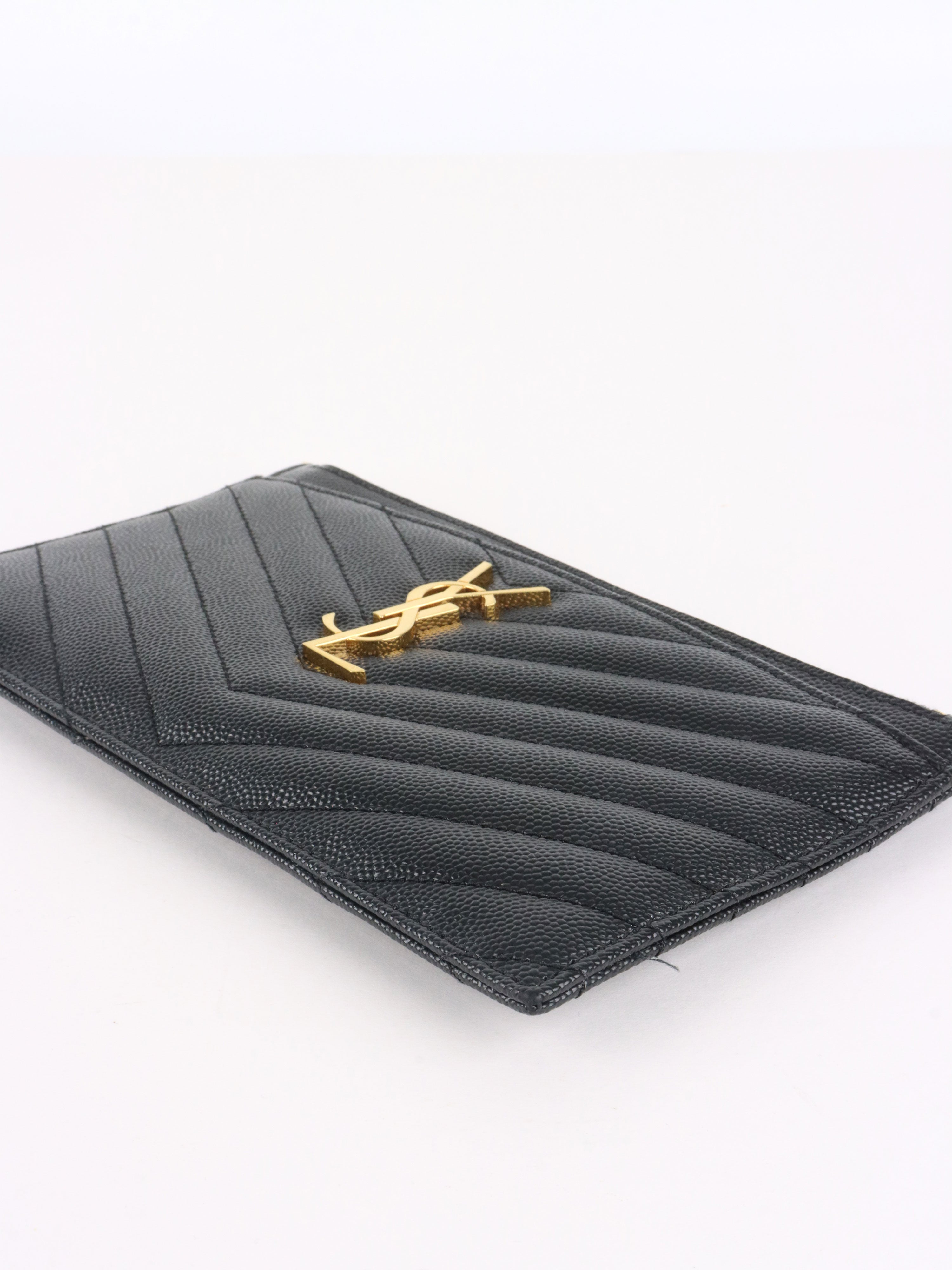 Saint Laurent Black Chevron Bill Pouch.