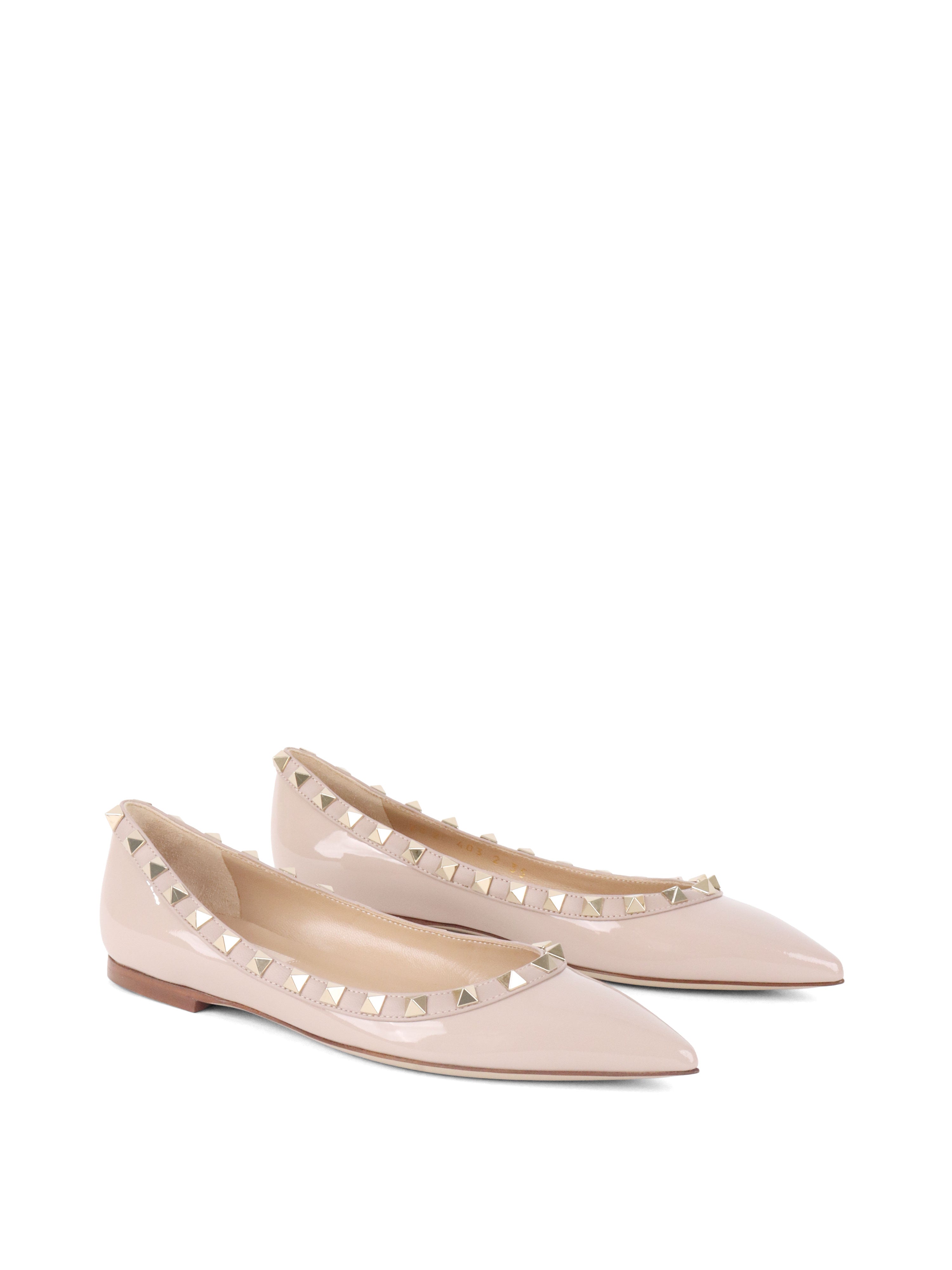 Valentino Poudre Patent Rockstud Leather Ballet Flats