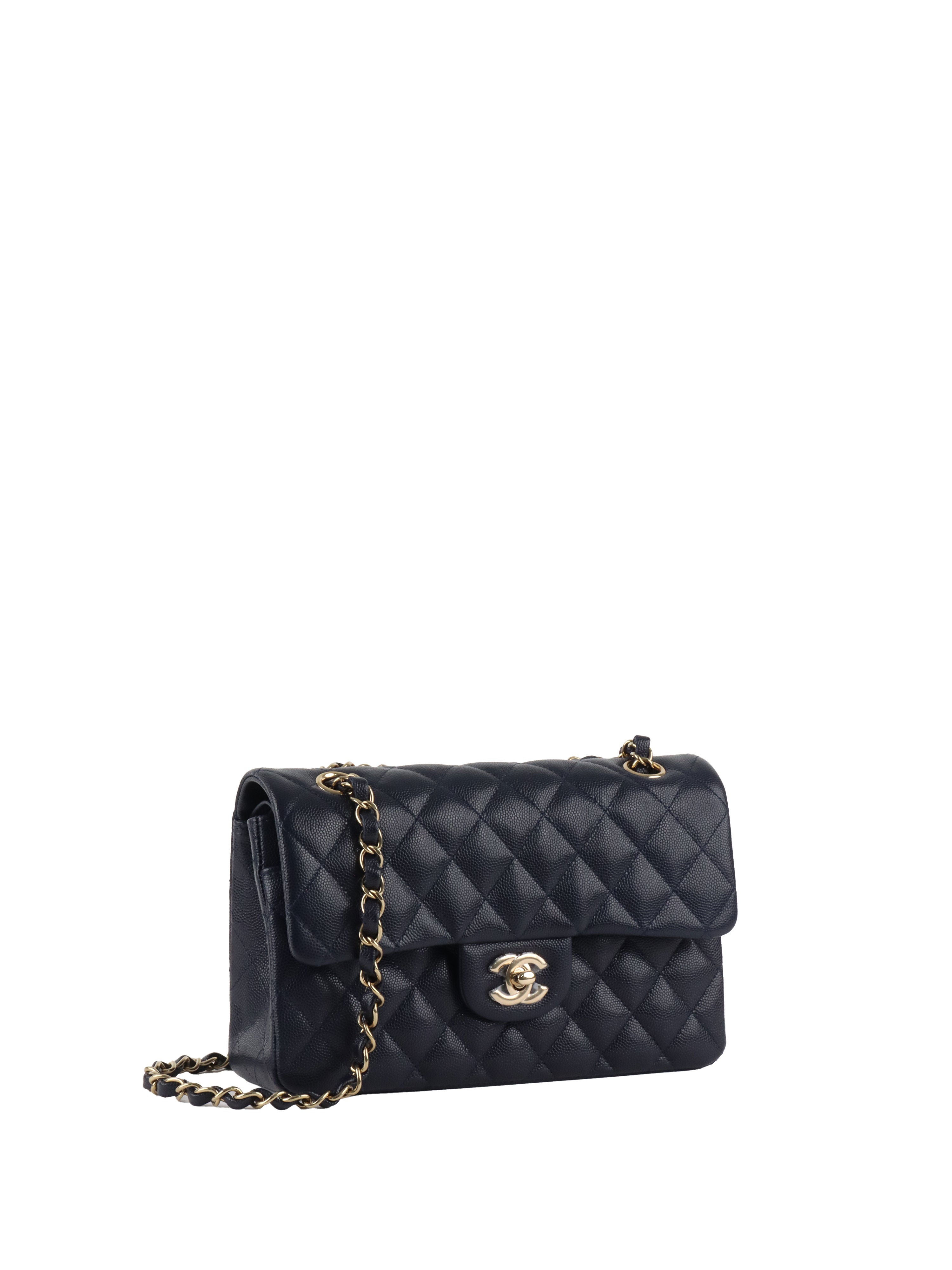 Chanel Small Navy Caviar Classic Flap LGHW.