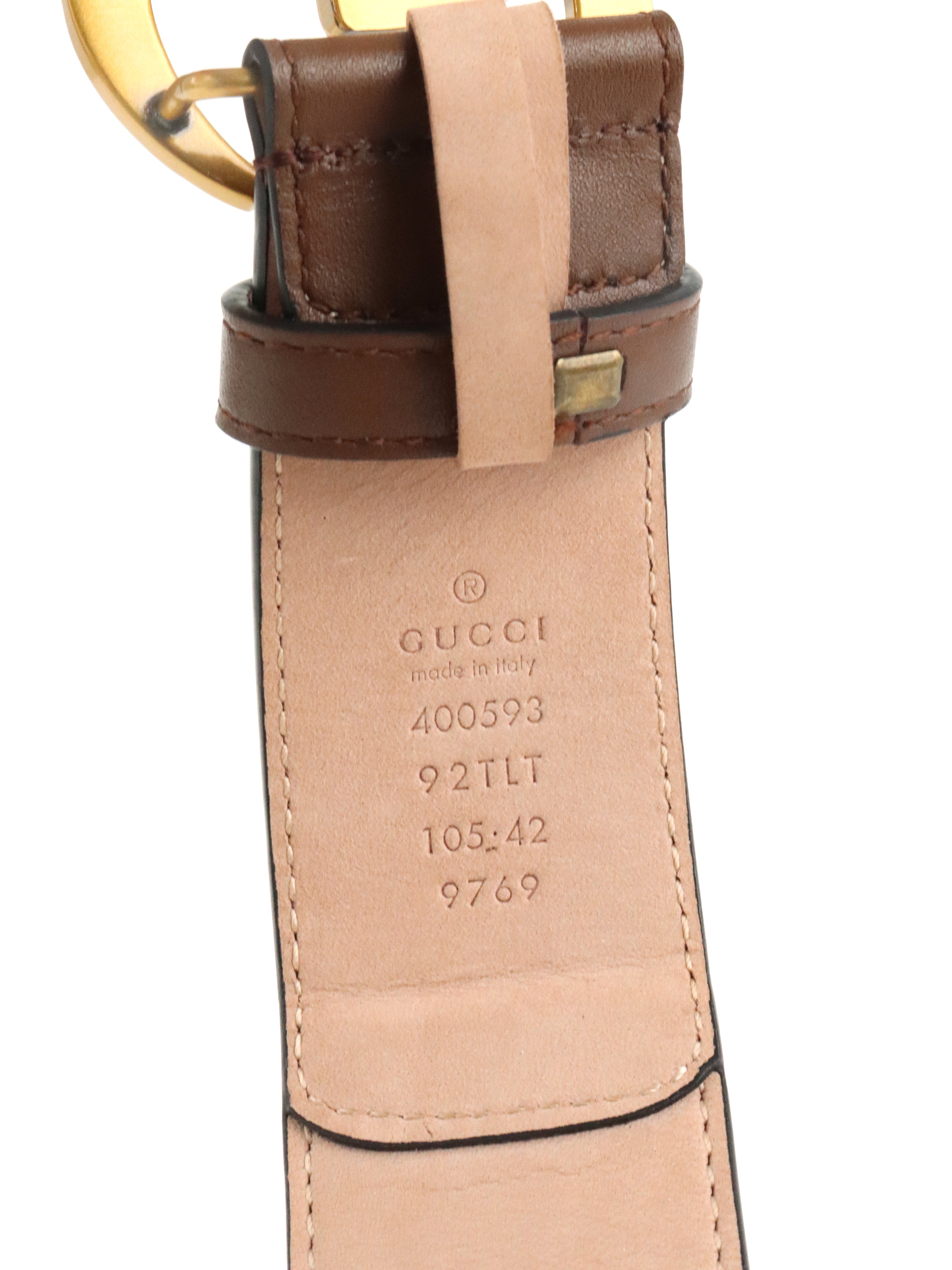 Gucci Ebony & Brown Leather GG Marmont Buckle Belt