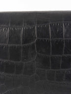 Saint Laurent Black Crocodile Embossed Chain Top Handle Kate Bag.