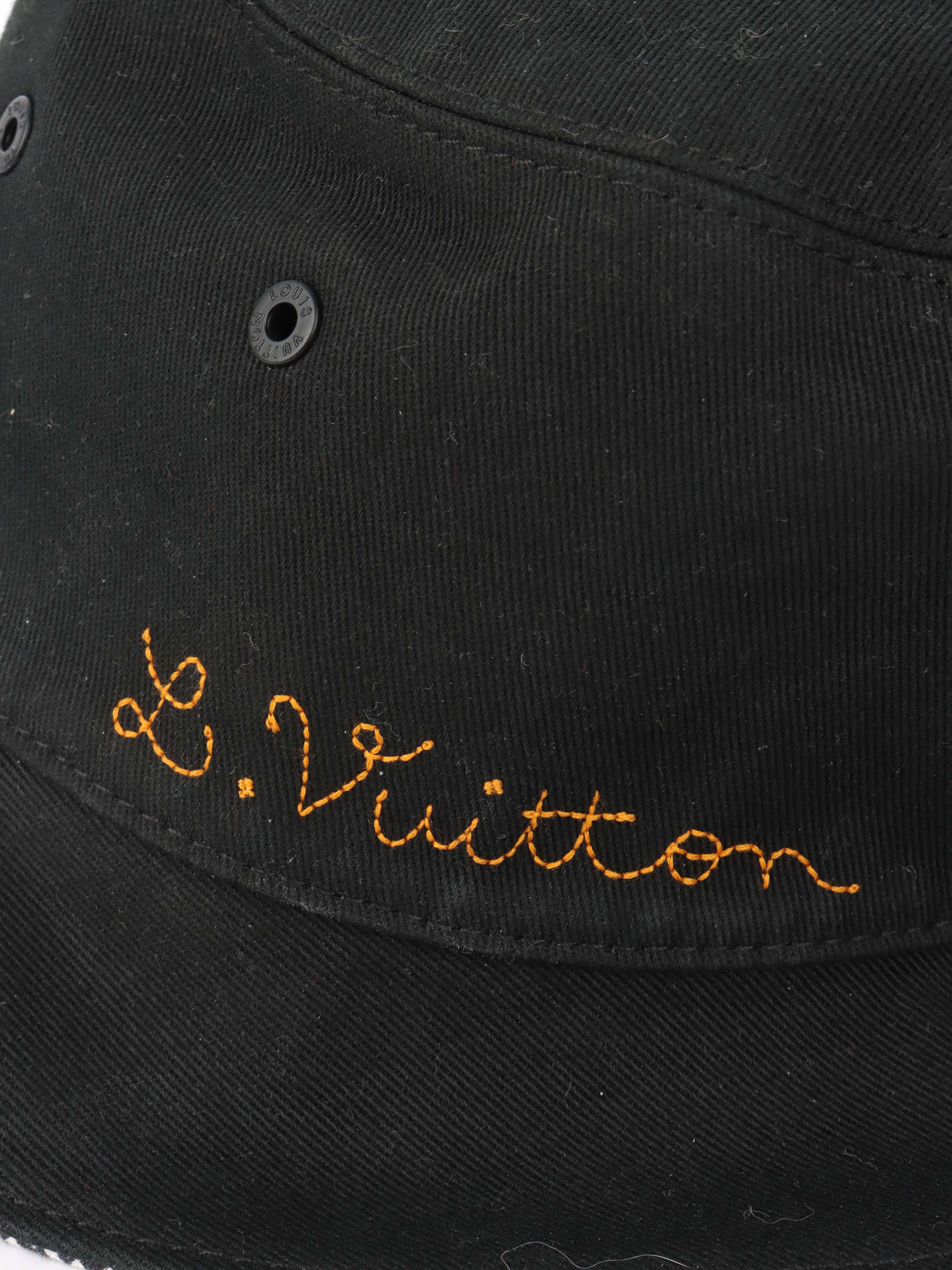 Louis Vuitton Black & White Distorted Damier Reversible Bucket Hat