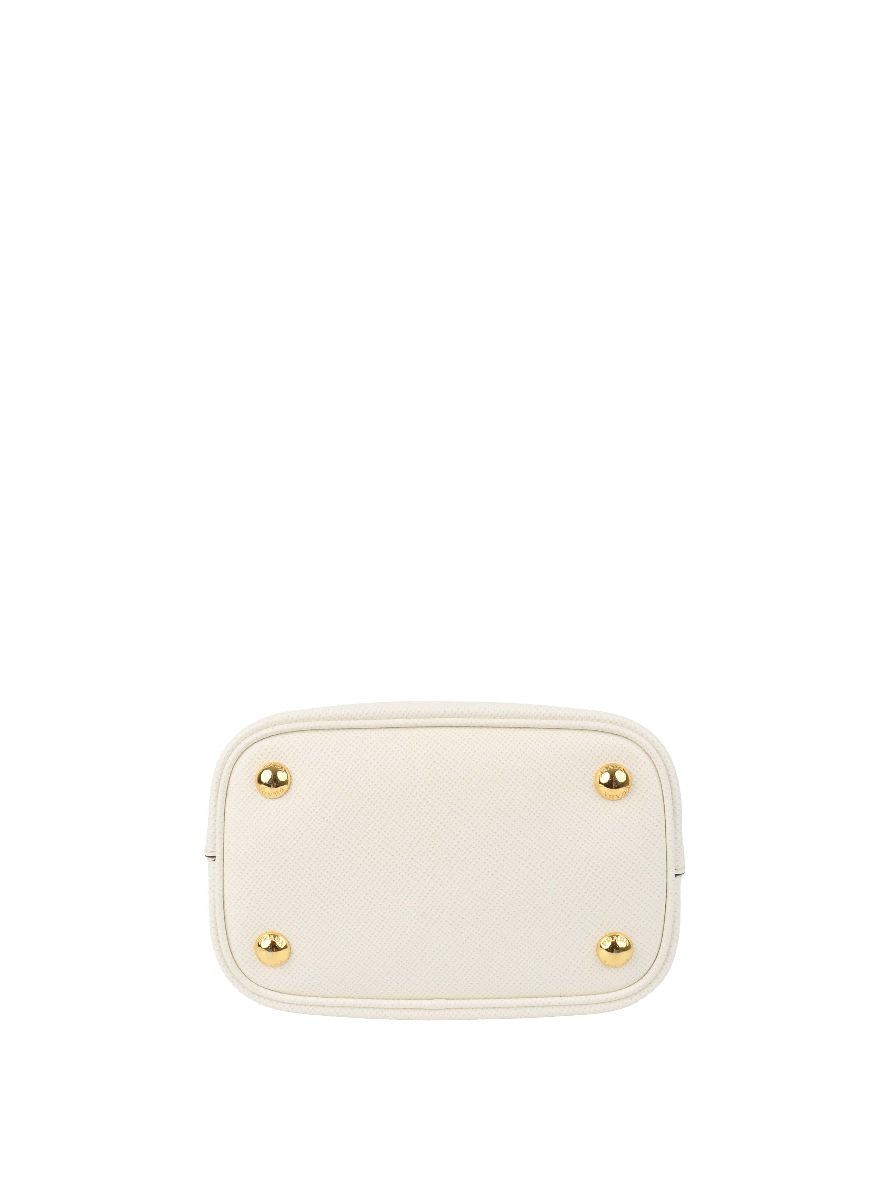 Prada Small Saffiano White Panier Bag.
