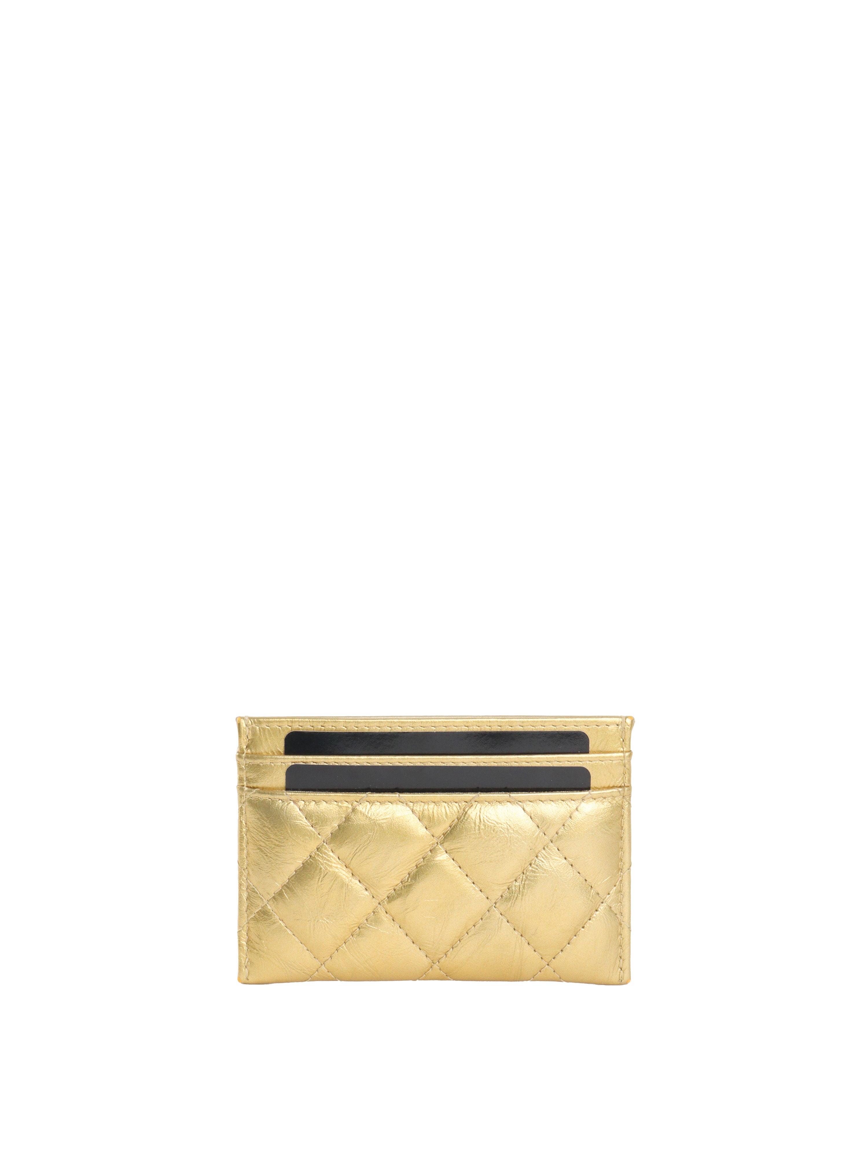 Chanel Gold Metallic with Pearl CC logo Card holder.