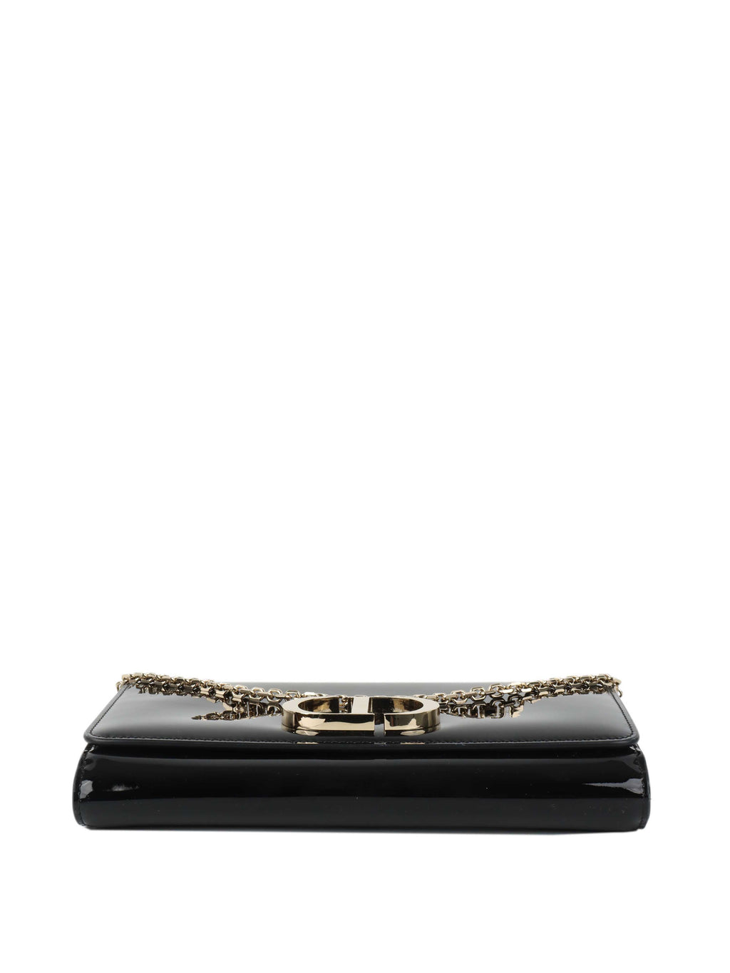 Dior Black Patent Leather 30 Montaigne Chain Clutch.
