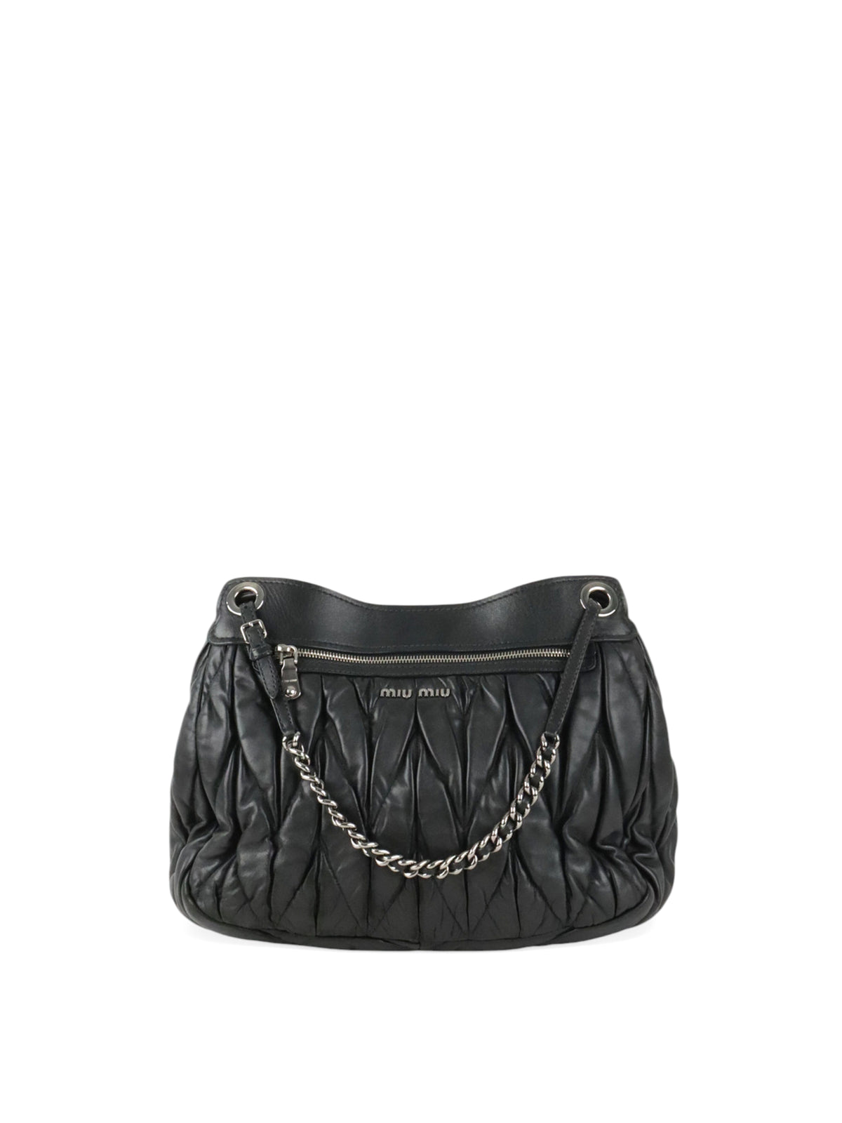 Miu Miu Black Matelasse Nappa Leather Shoulder Bag