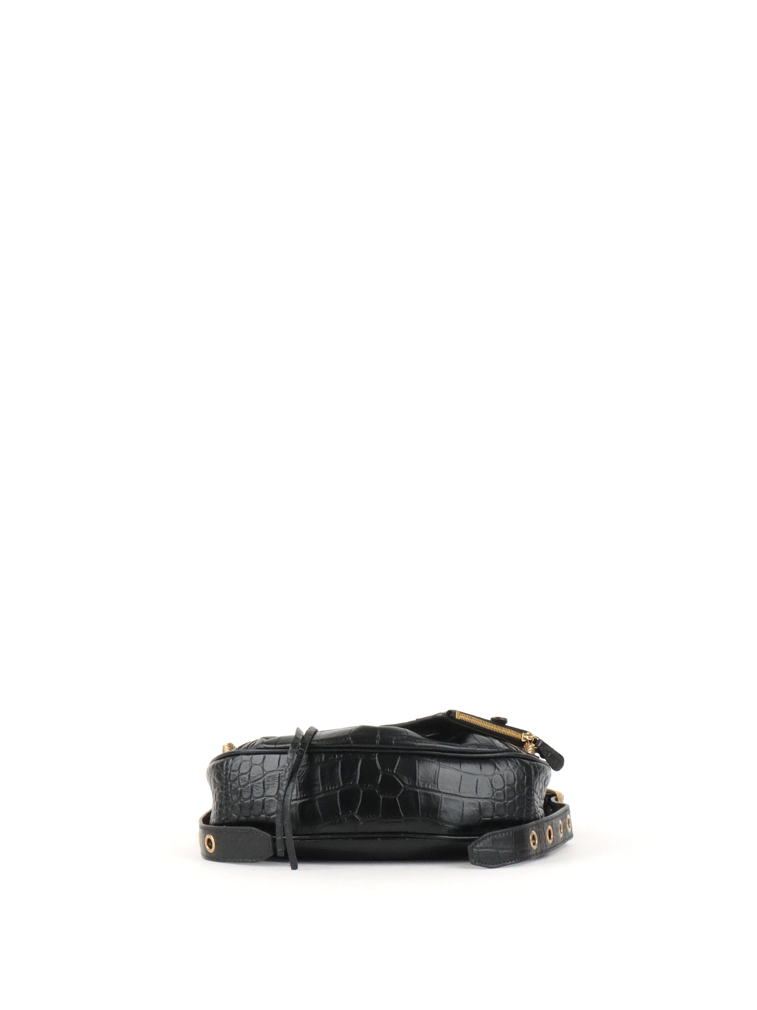 Balenciaga Black Crocodile Embossed Le Cagole XS Shoulder Bag