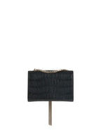 Saint Laurent Black Small Croc Embossed Kate Tassel SHW