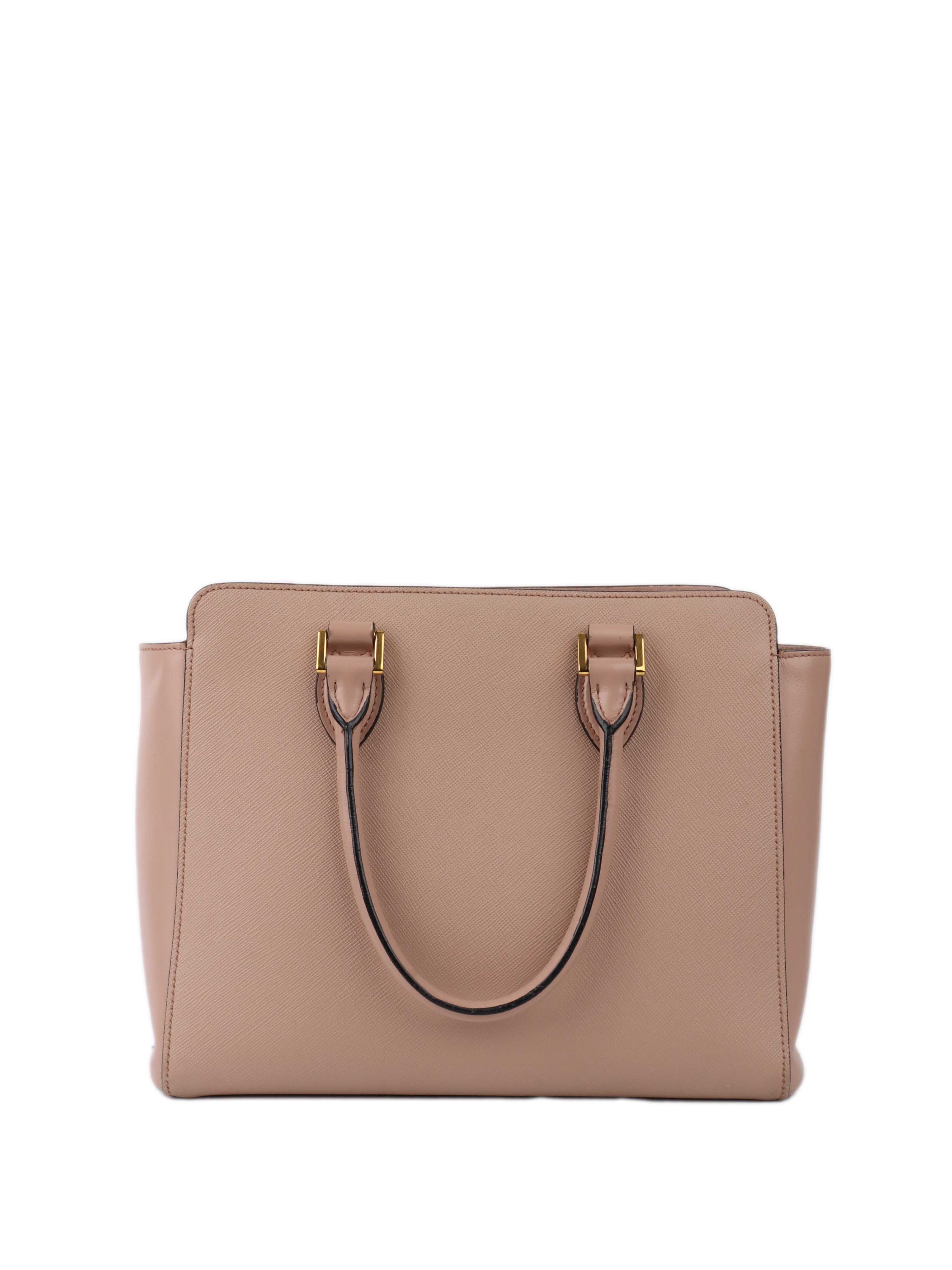 Prada Structured Beige Tote Bag.