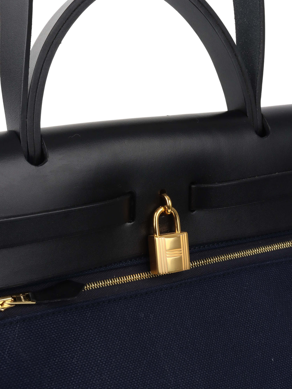 Hermes Herbag Zip 31 Bleu Marine/Noir.