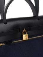 Hermes Herbag Zip 31 Bleu Marine/Noir.