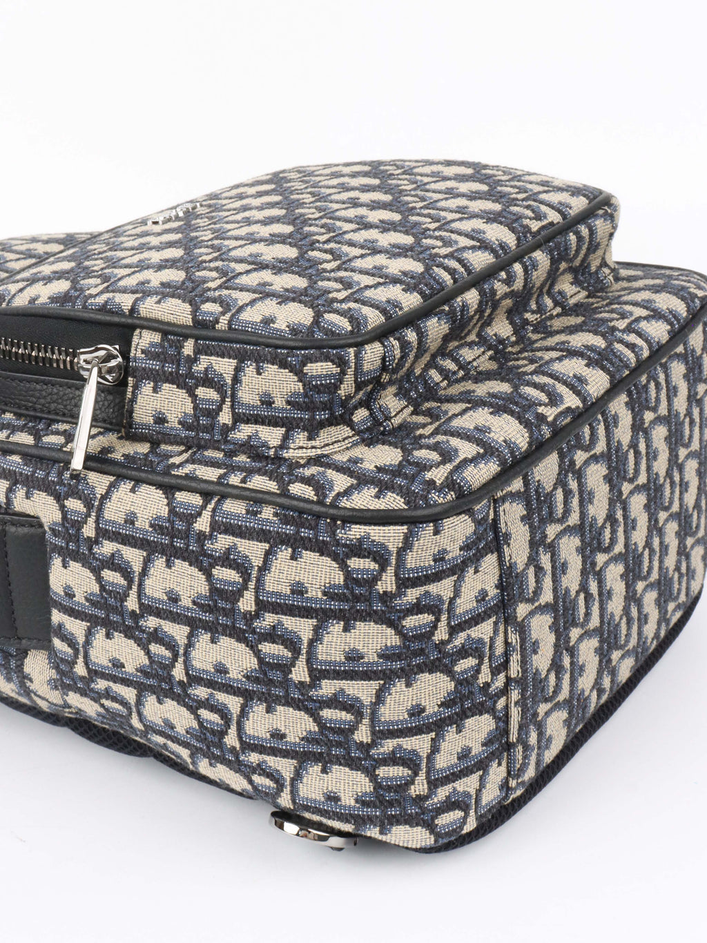 Dior Blue Oblique Canvas Crossbody Sling Bag.