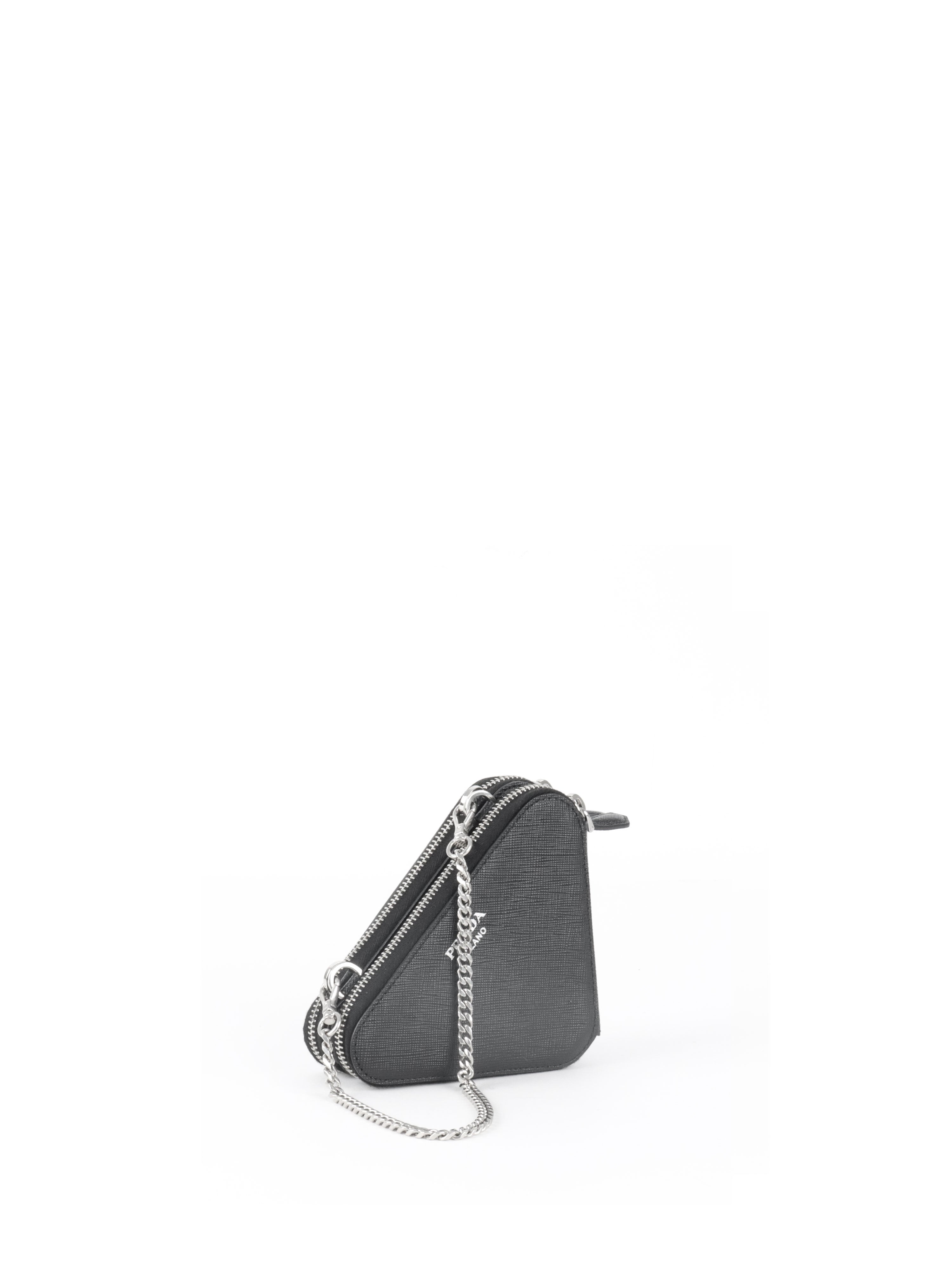 Prada Saffiano Triangle Mini Pouch Bag.