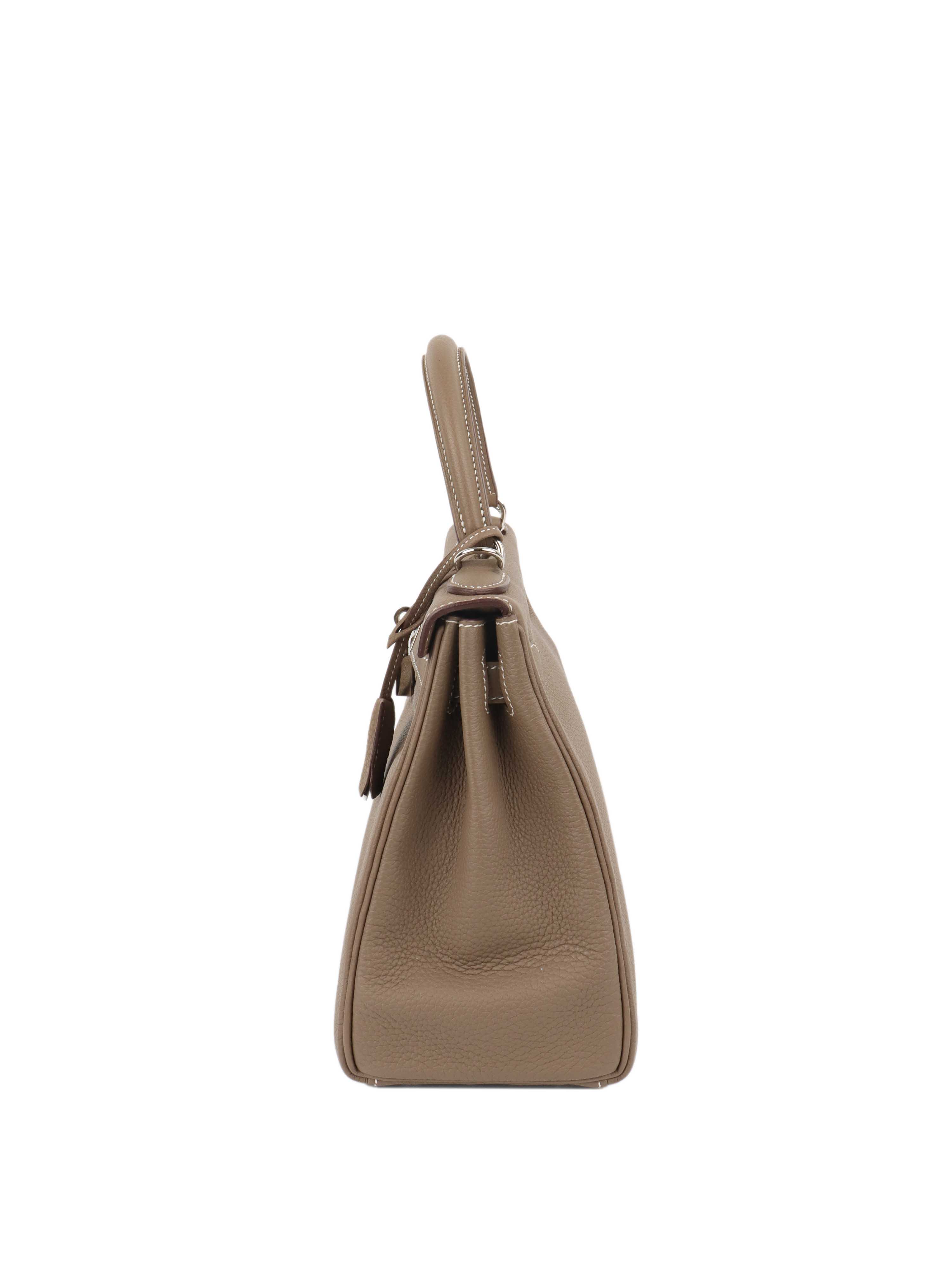 Hermes Etoupe Kelly 28 in Togo leather PHW.