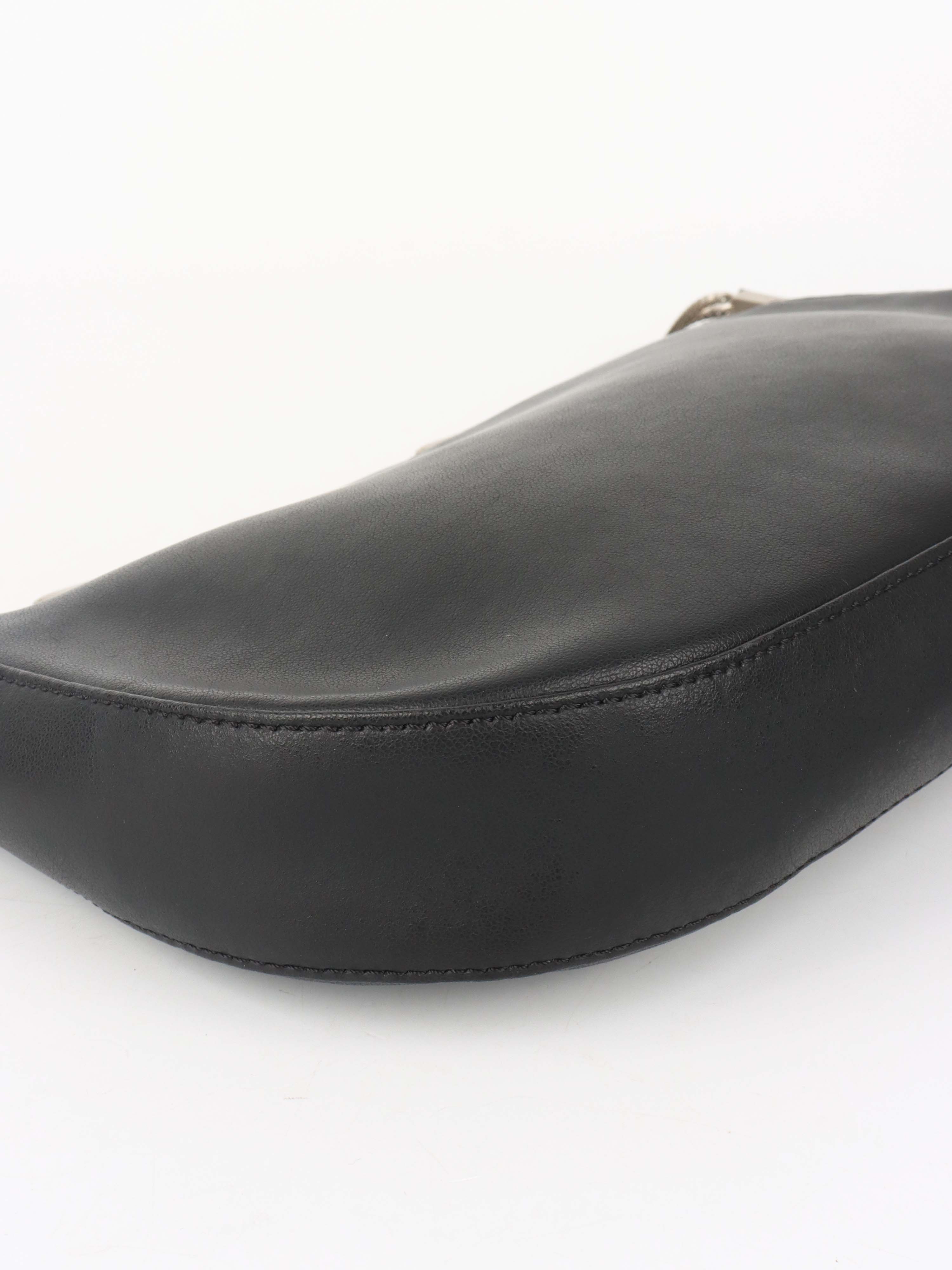 Versace Black Leather Shoulder Bag with Silver Chain