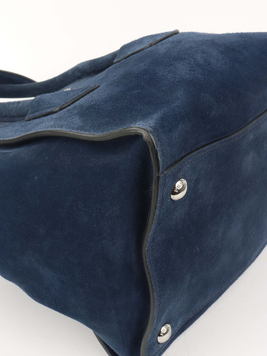 Prada Royal Blue Suede Double Zipped Shoulder Bag.