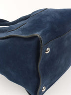 Prada Royal Blue Suede Double Zipped Shoulder Bag.
