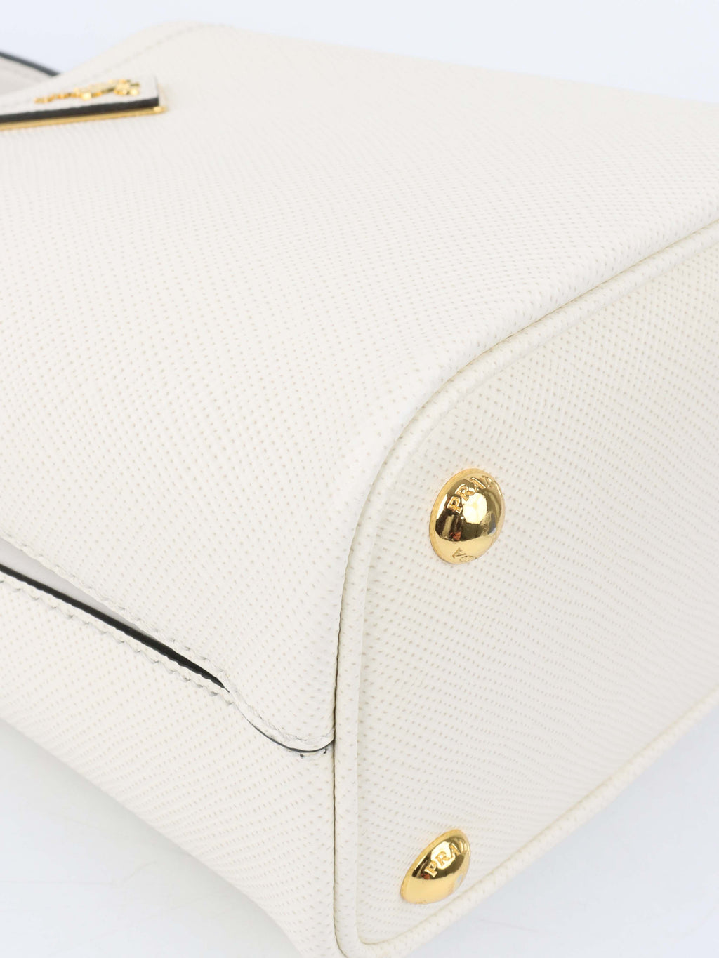 Prada Small Saffiano White Panier Bag.