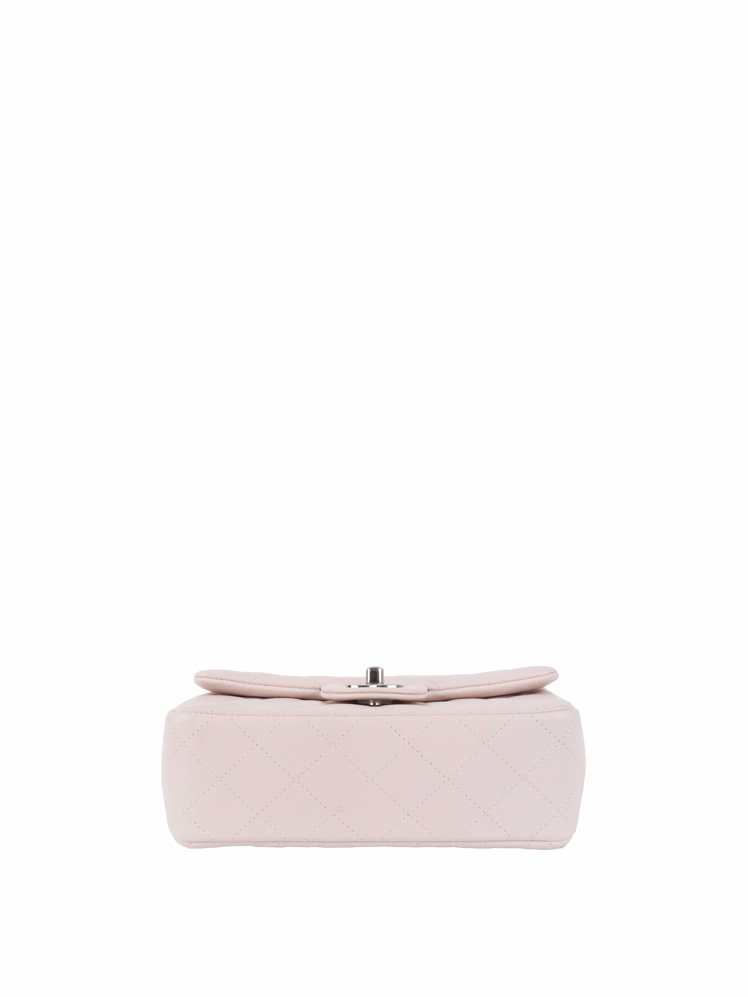 Chanel Light Pink Mini Rectangular Classic Flap SHW.