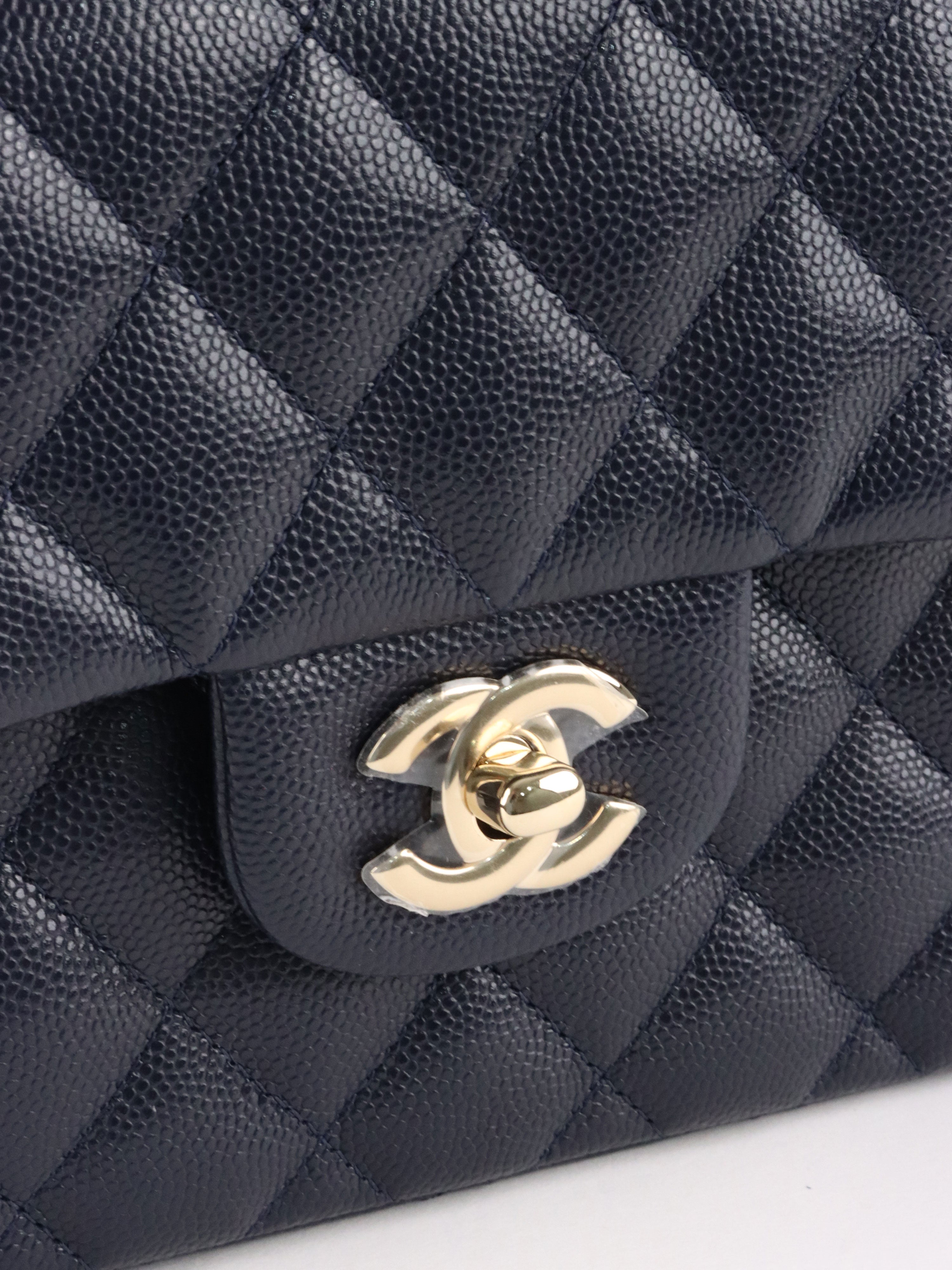 Chanel Small Navy Caviar Classic Flap LGHW.