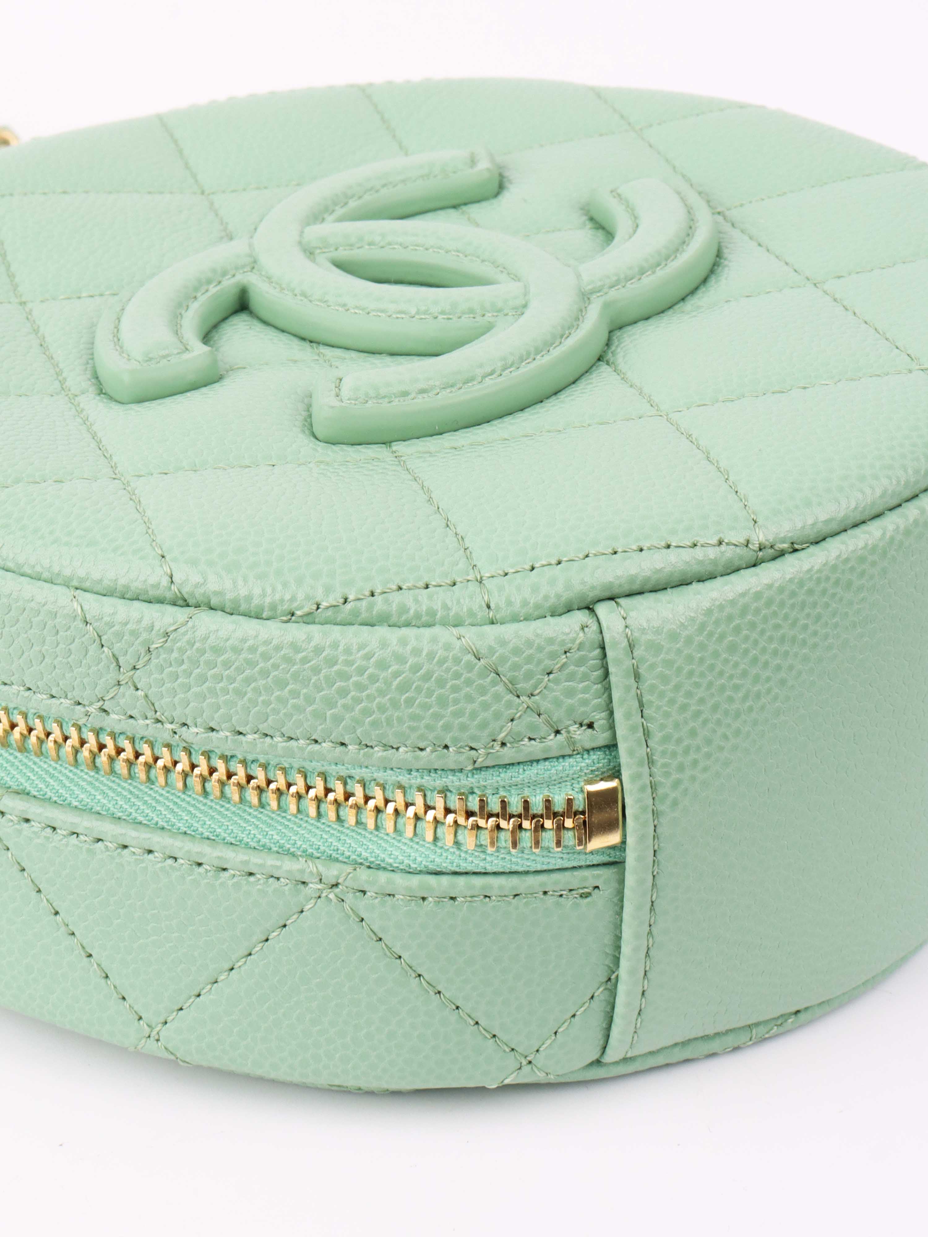 Chanel Green Round Vanity Bag.