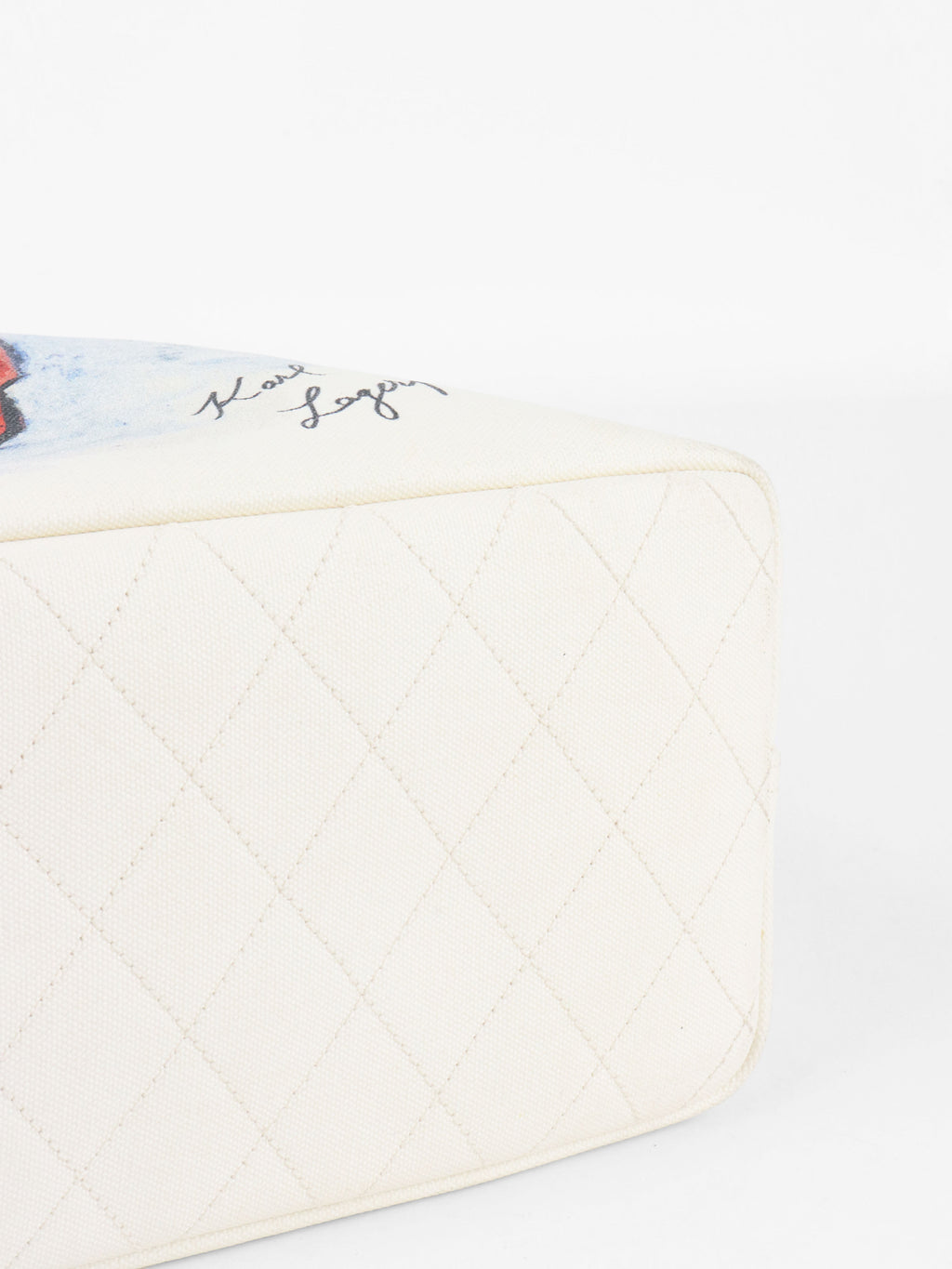Chanel Limited Edition White Canvas Karl Lagerfeld Mobile Art Tote