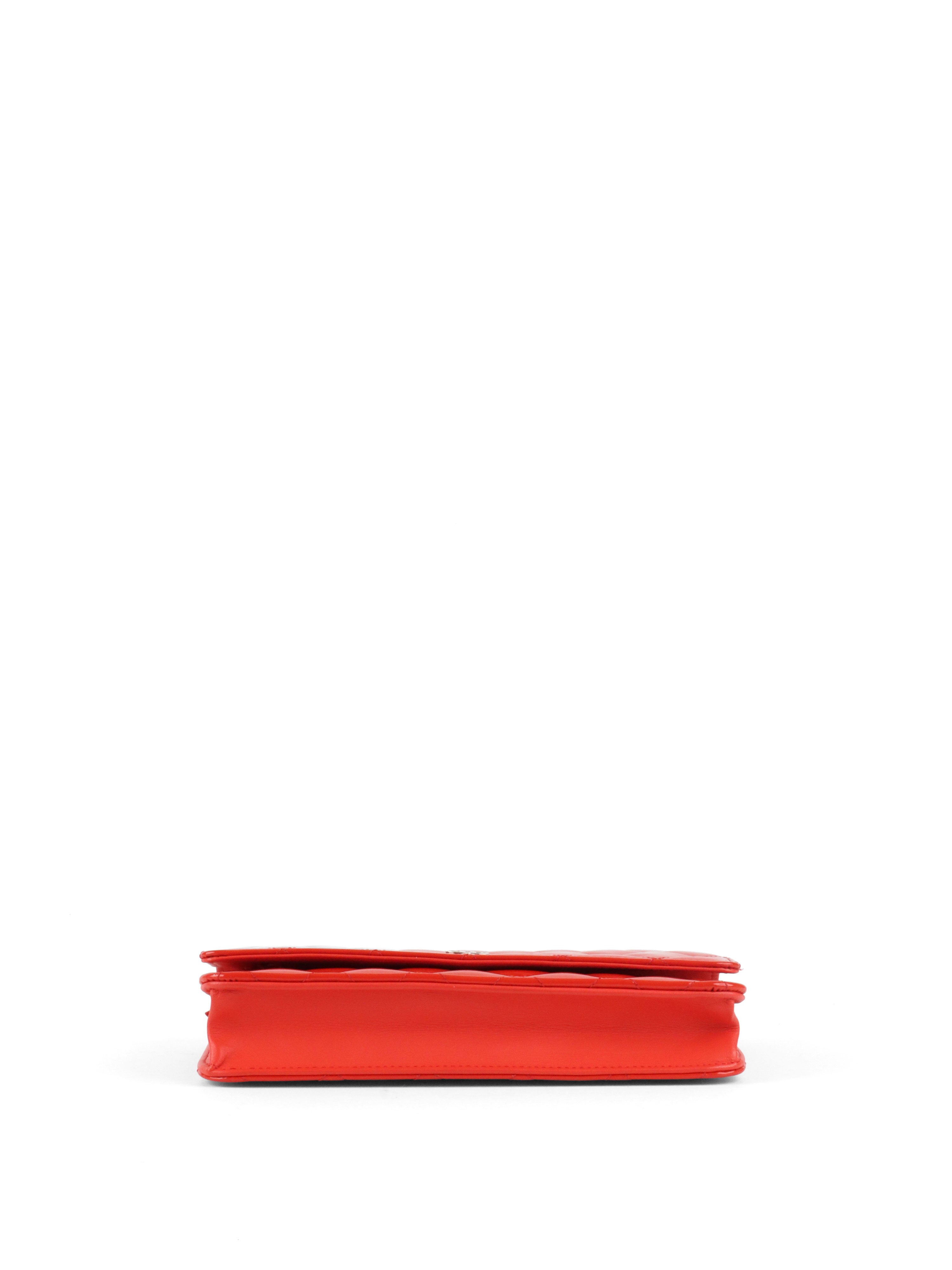 Chanel Red Patent Wallet on Chain SHW