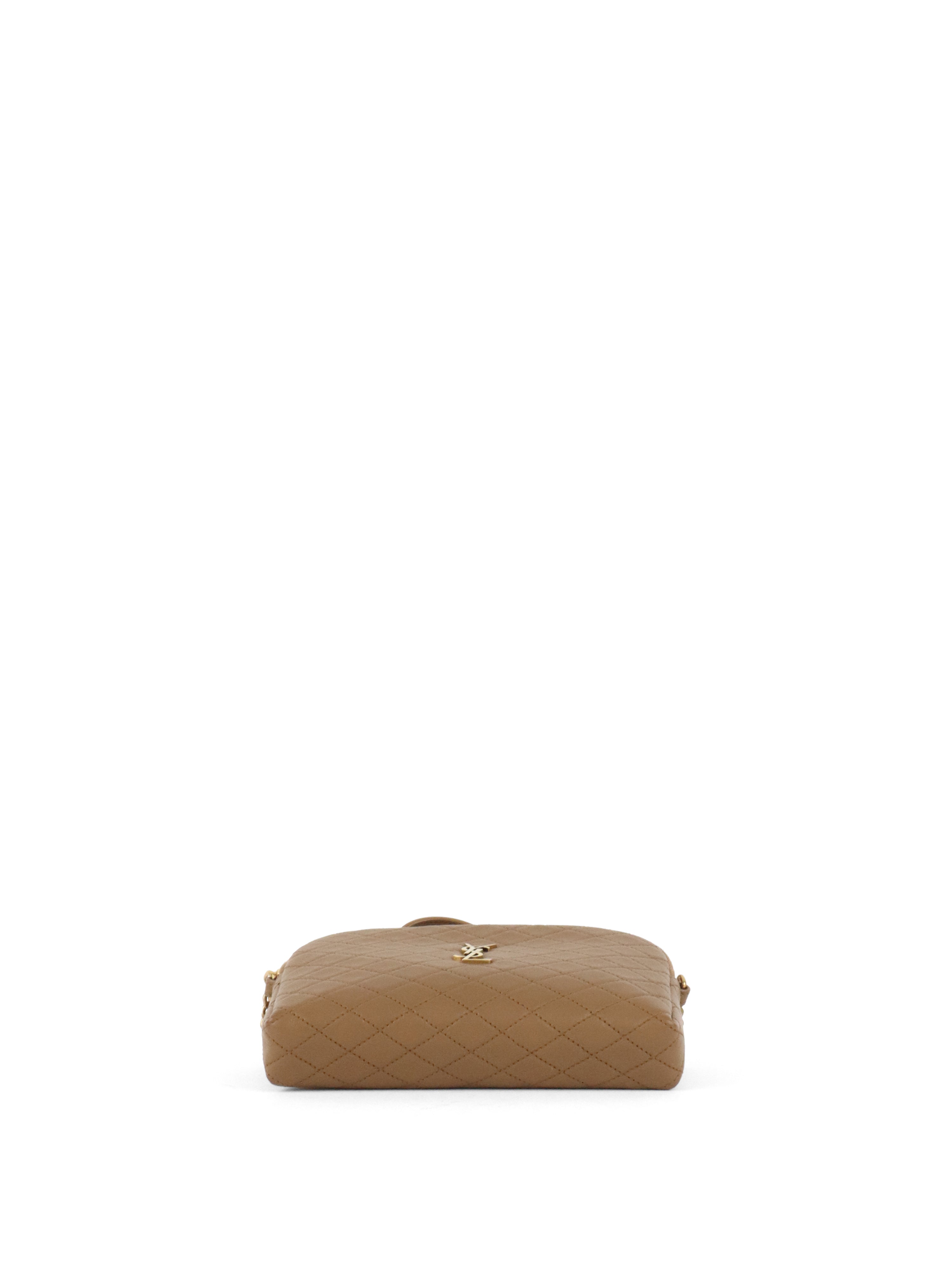 Saint Laurent Brown Gaby Quilted Chain Pouch