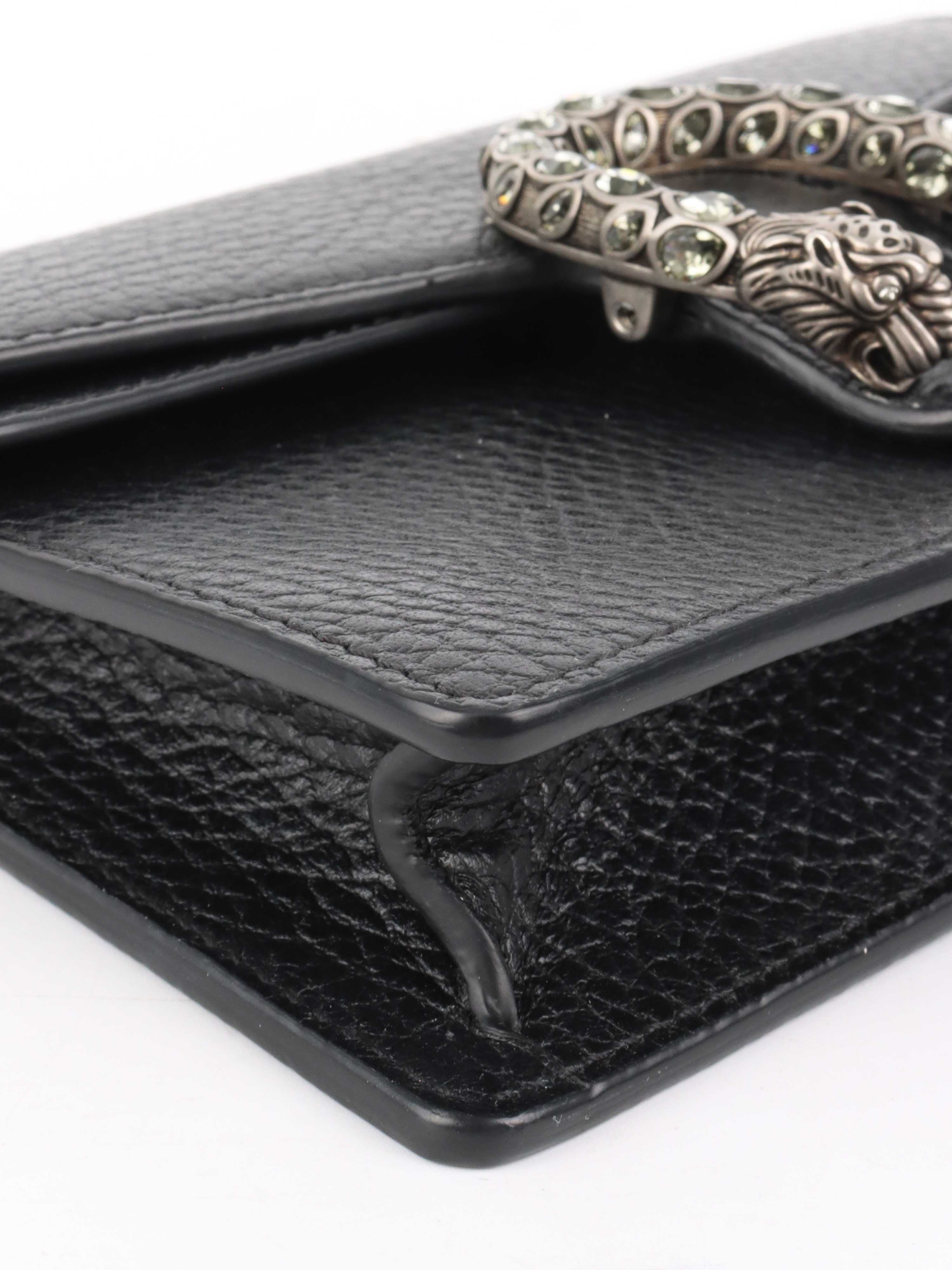 Gucci Black Super Mini Dionysus Bag.