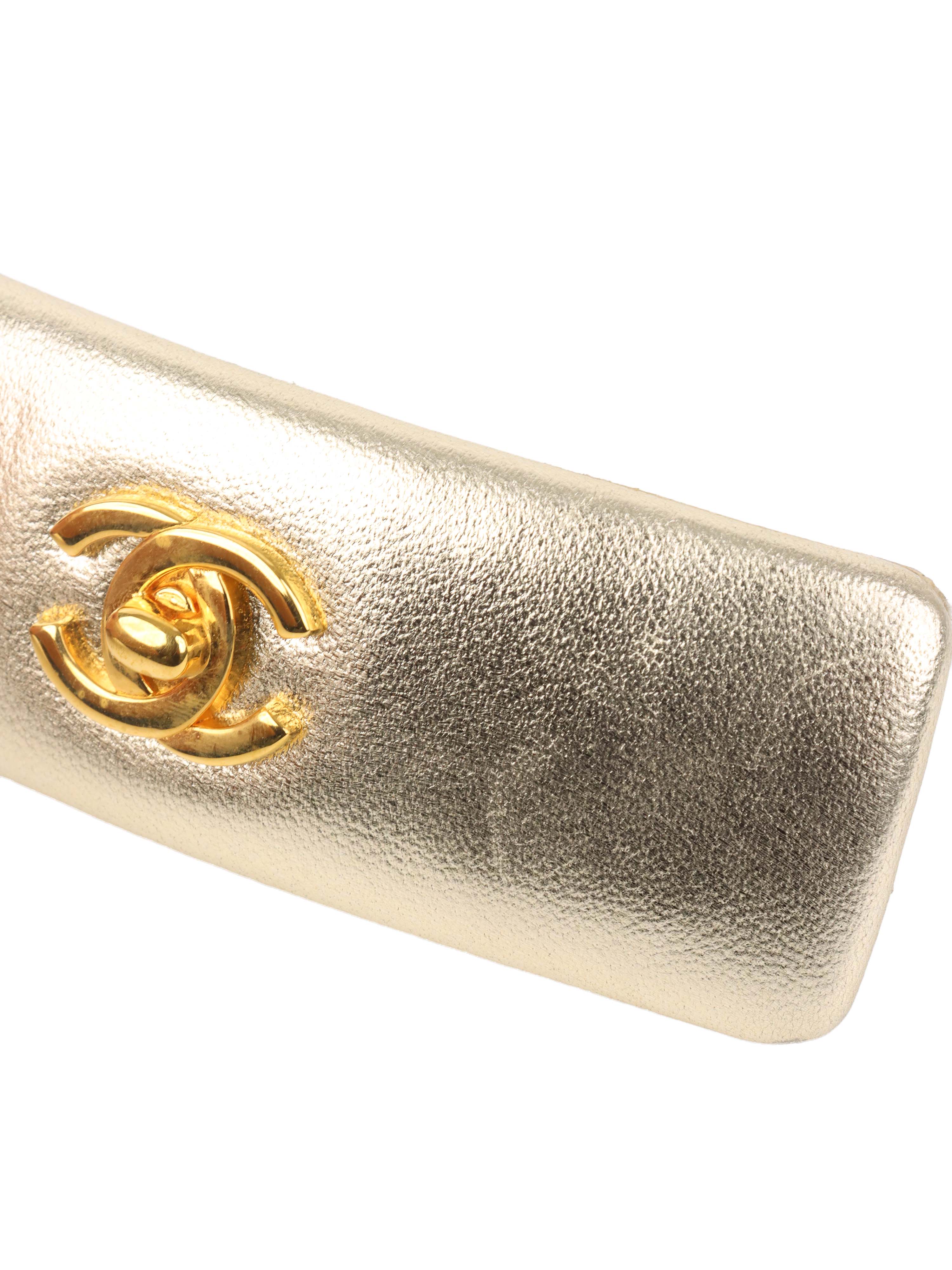 Chanel Metallic Gold Lambskin Hair Clip GHW
