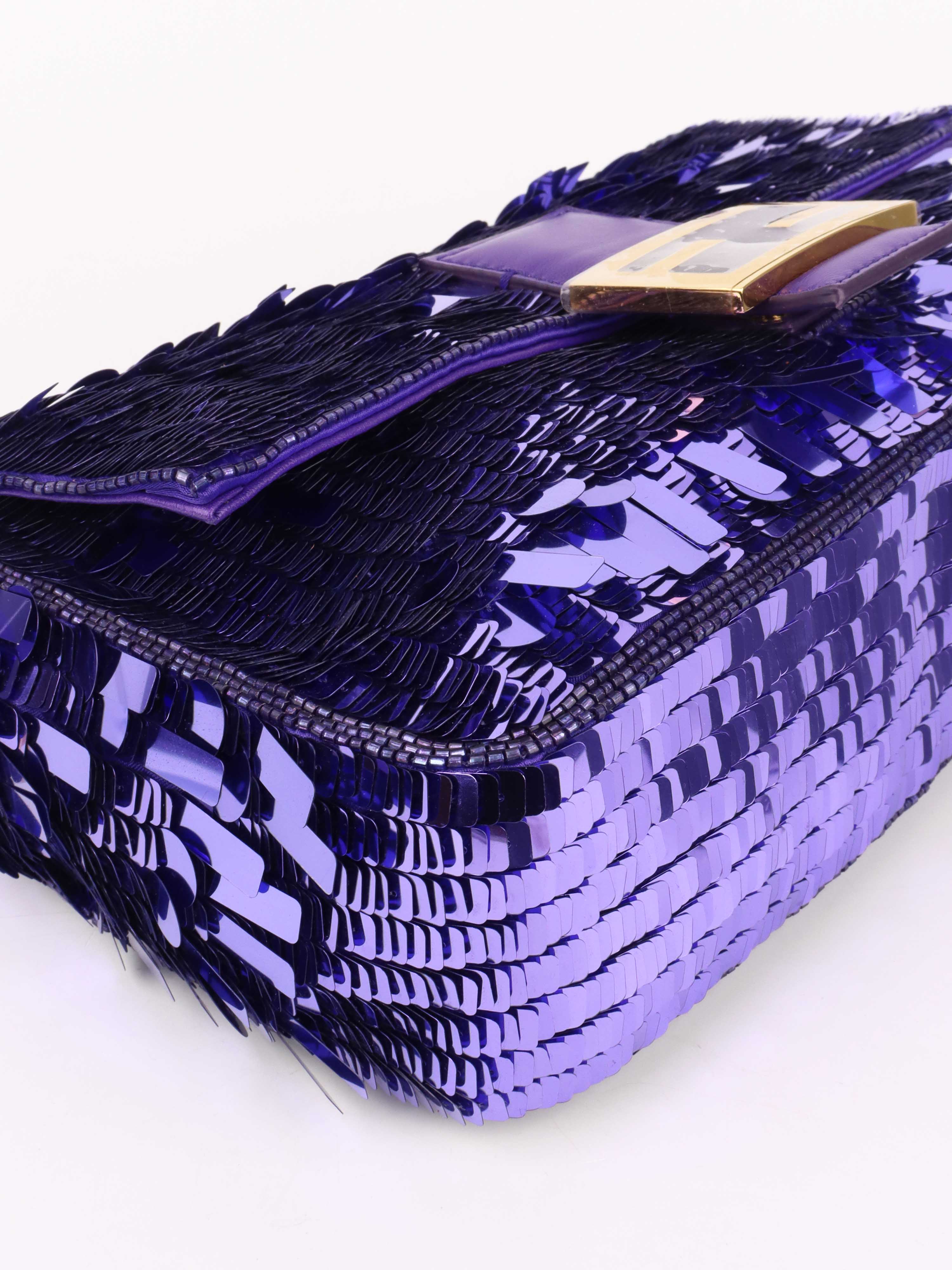 Fendi Purple Sequinned Baguette Bag.