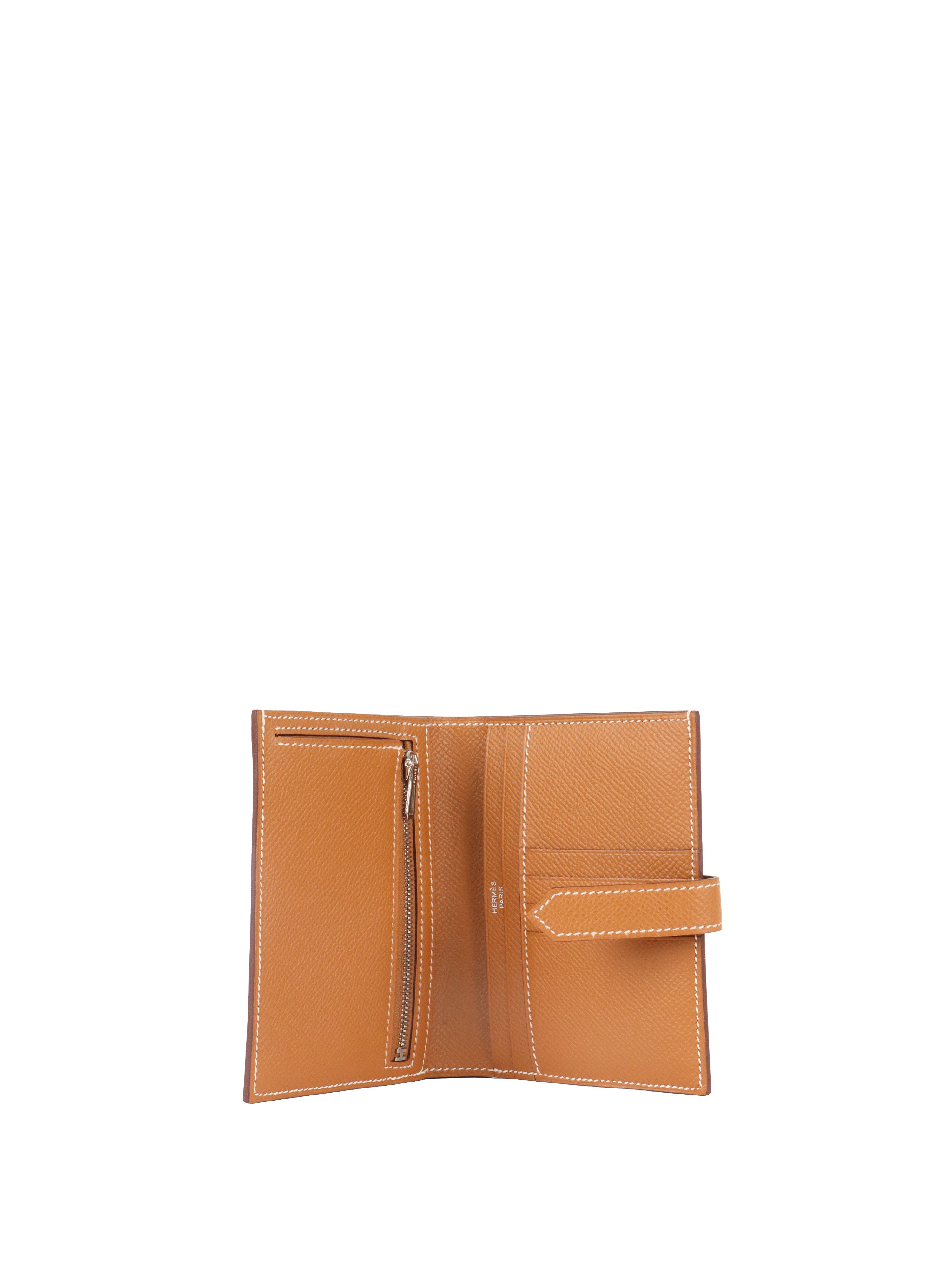 Hermes Gold Epsom Bearn Compact Wallet PHW.
