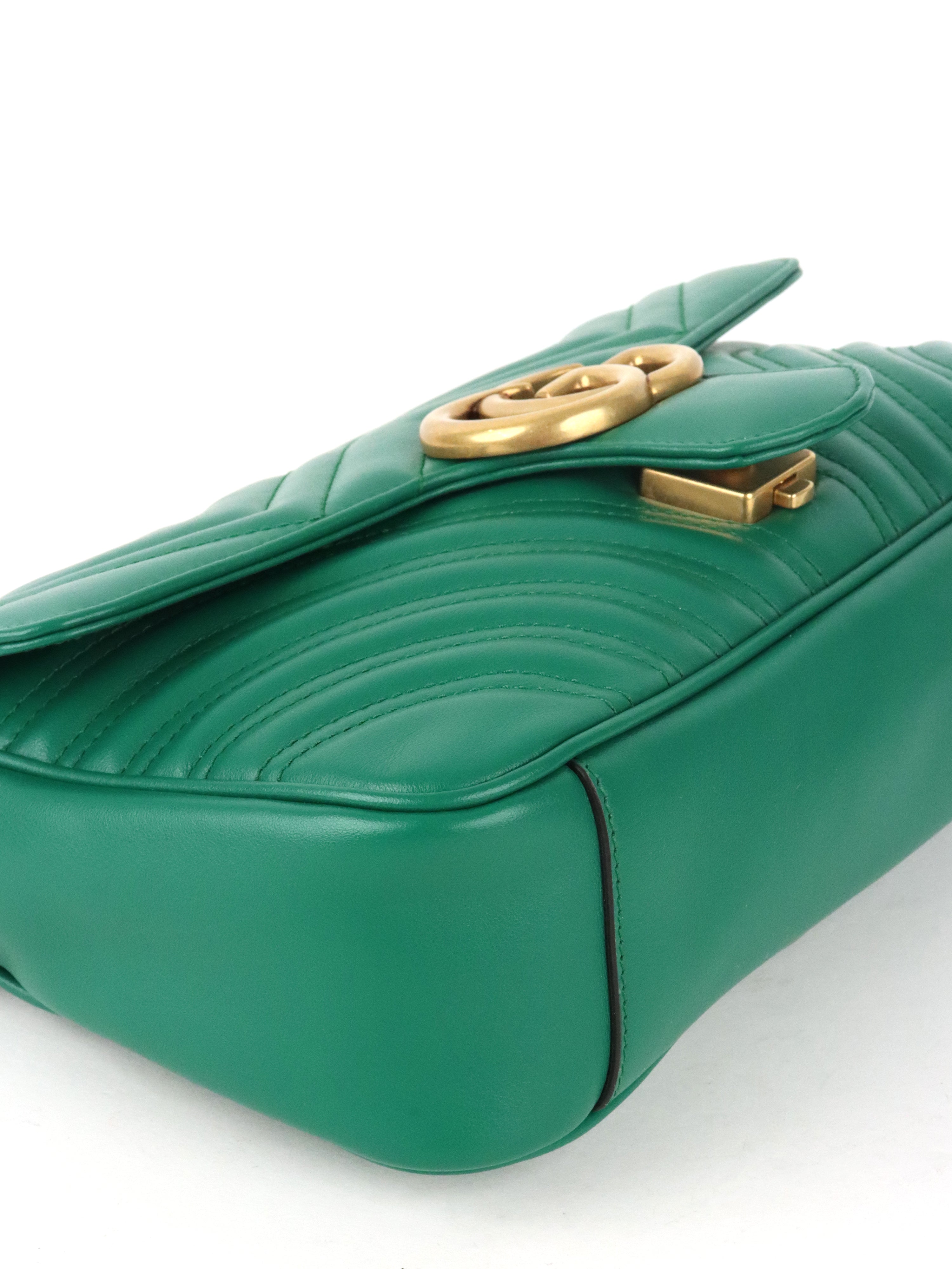Gucci Medium Green GG Marmont Shoulder Bag