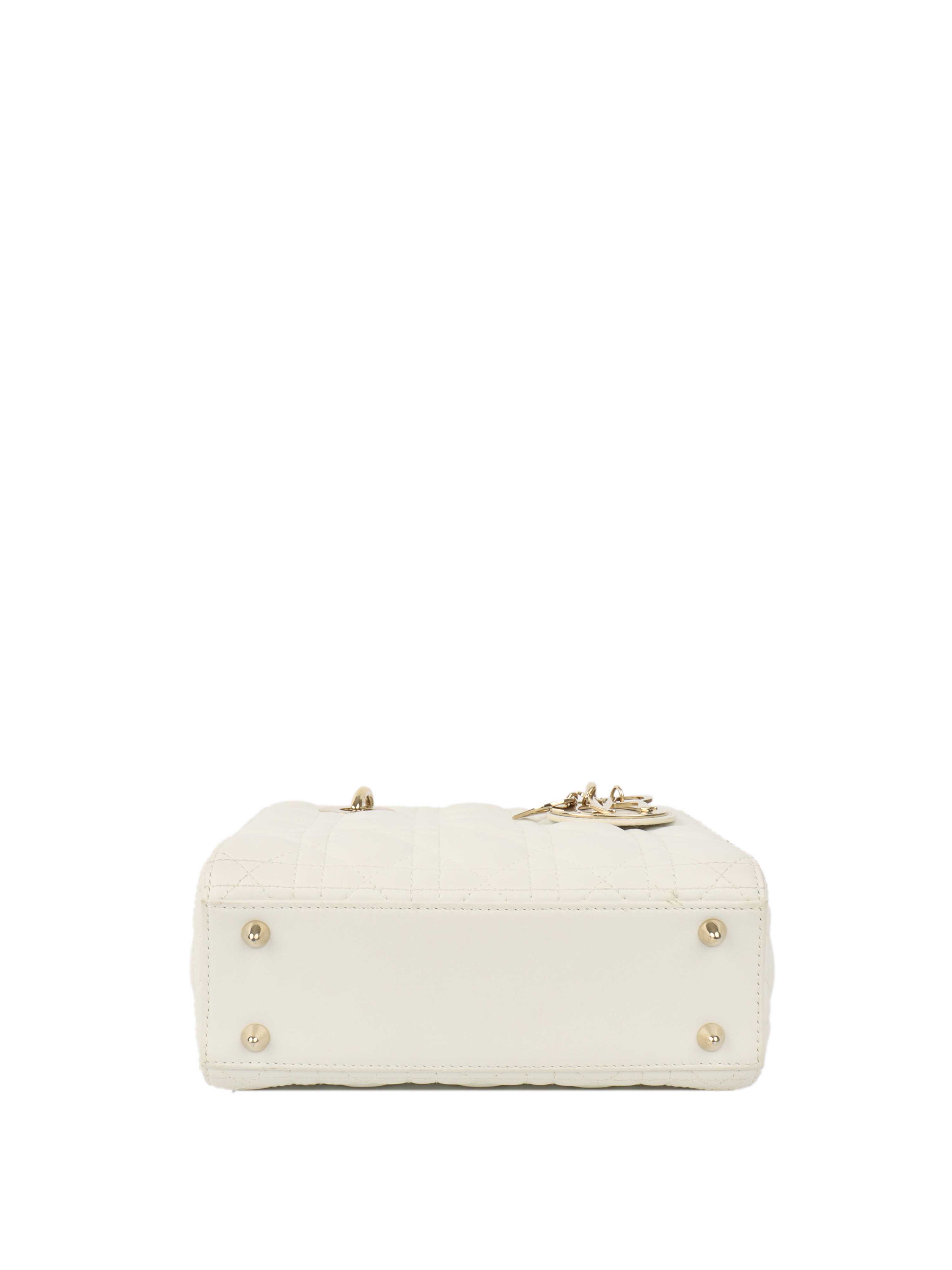 Dior White Small Lady Dior Bag GHW.