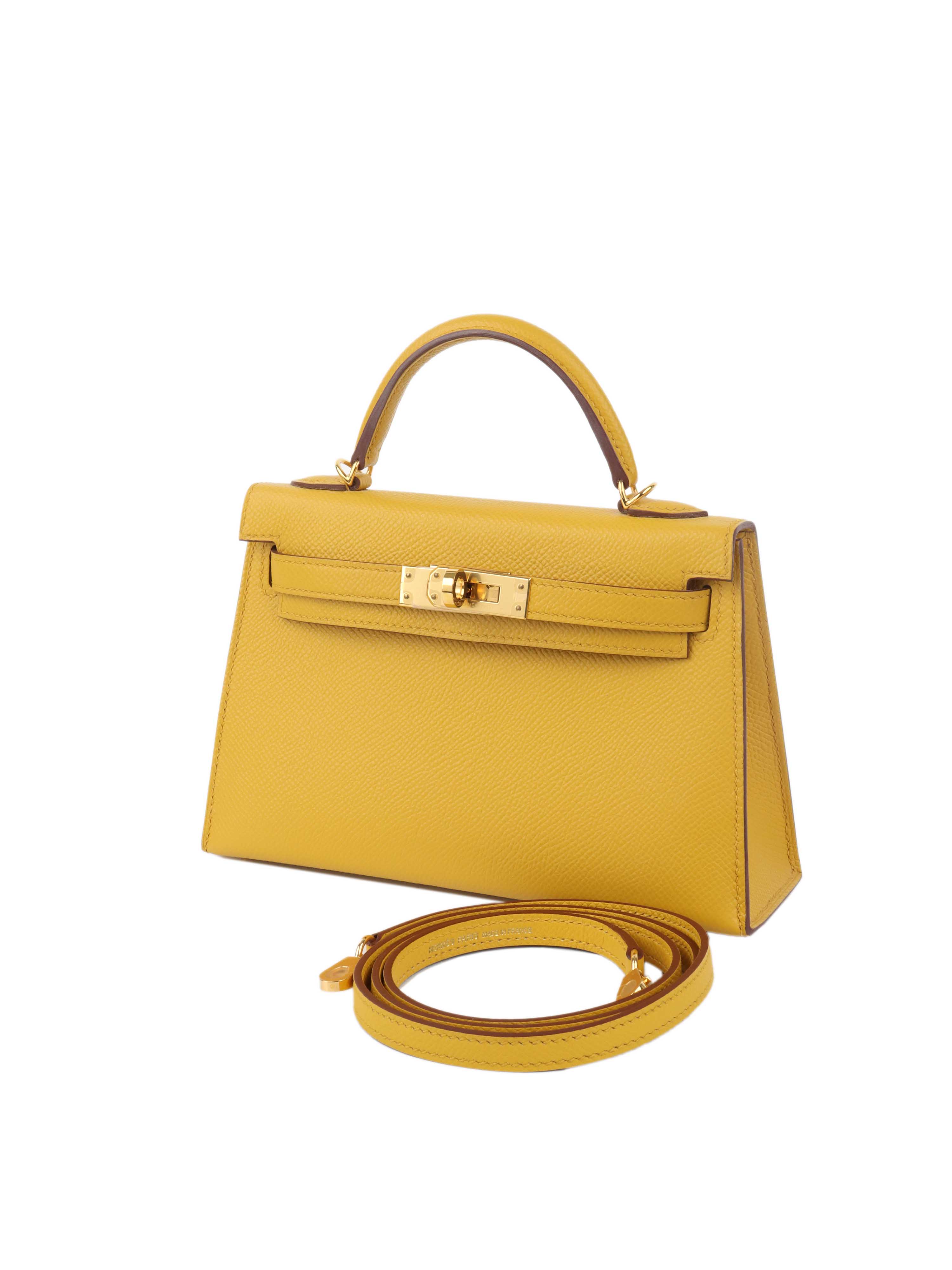 Hermes 9D Jaune Amber Mini Kelly II Epsom GHW