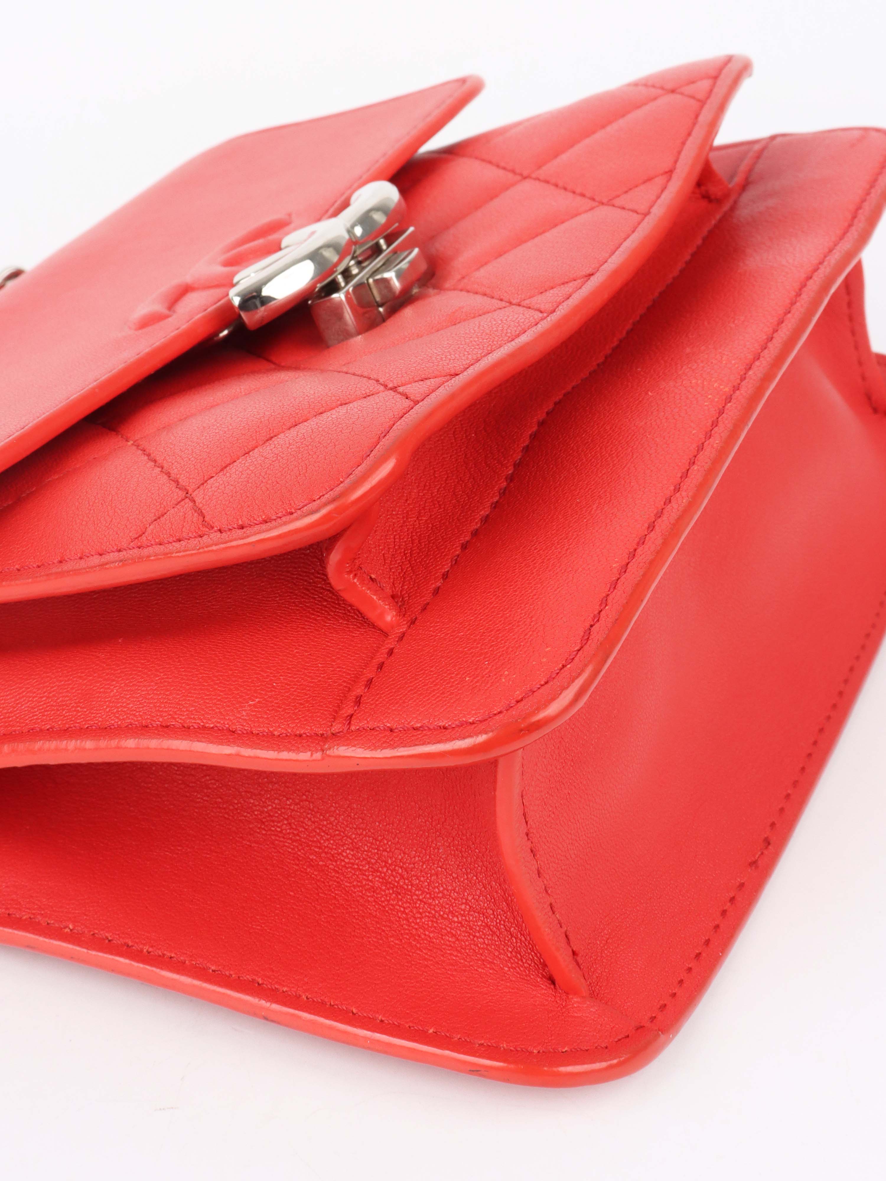 Chanel Red Quilted Two-tone CC Flap Bag