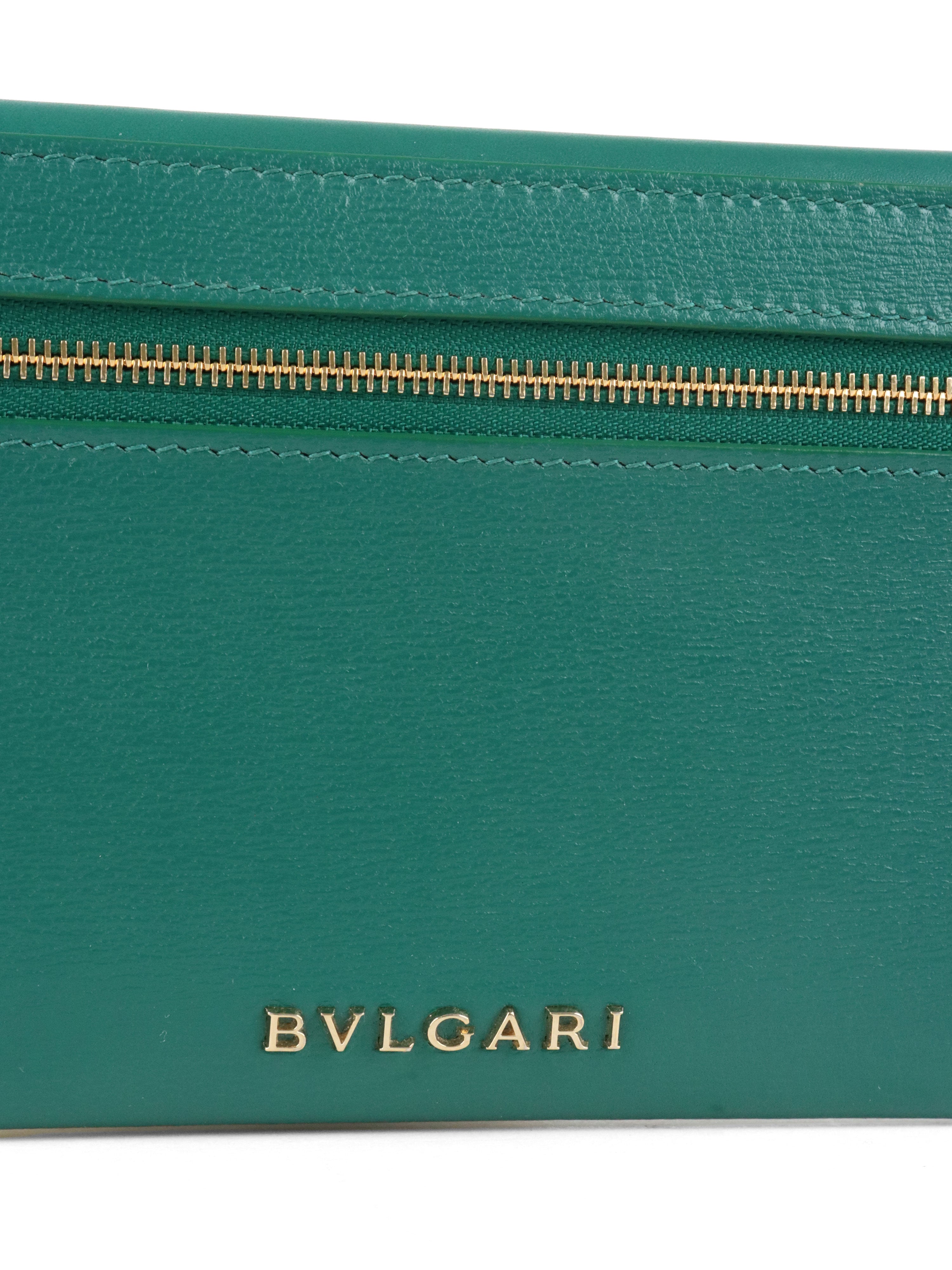 Bvlgari Emerald Green Serpenti Forever Flap Wristlet Wallet