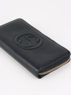 Gucci Black Soho GG Long Zip Around Wallet