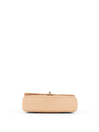 Chanel Beige Claire Chevron Caviar Classic Flap