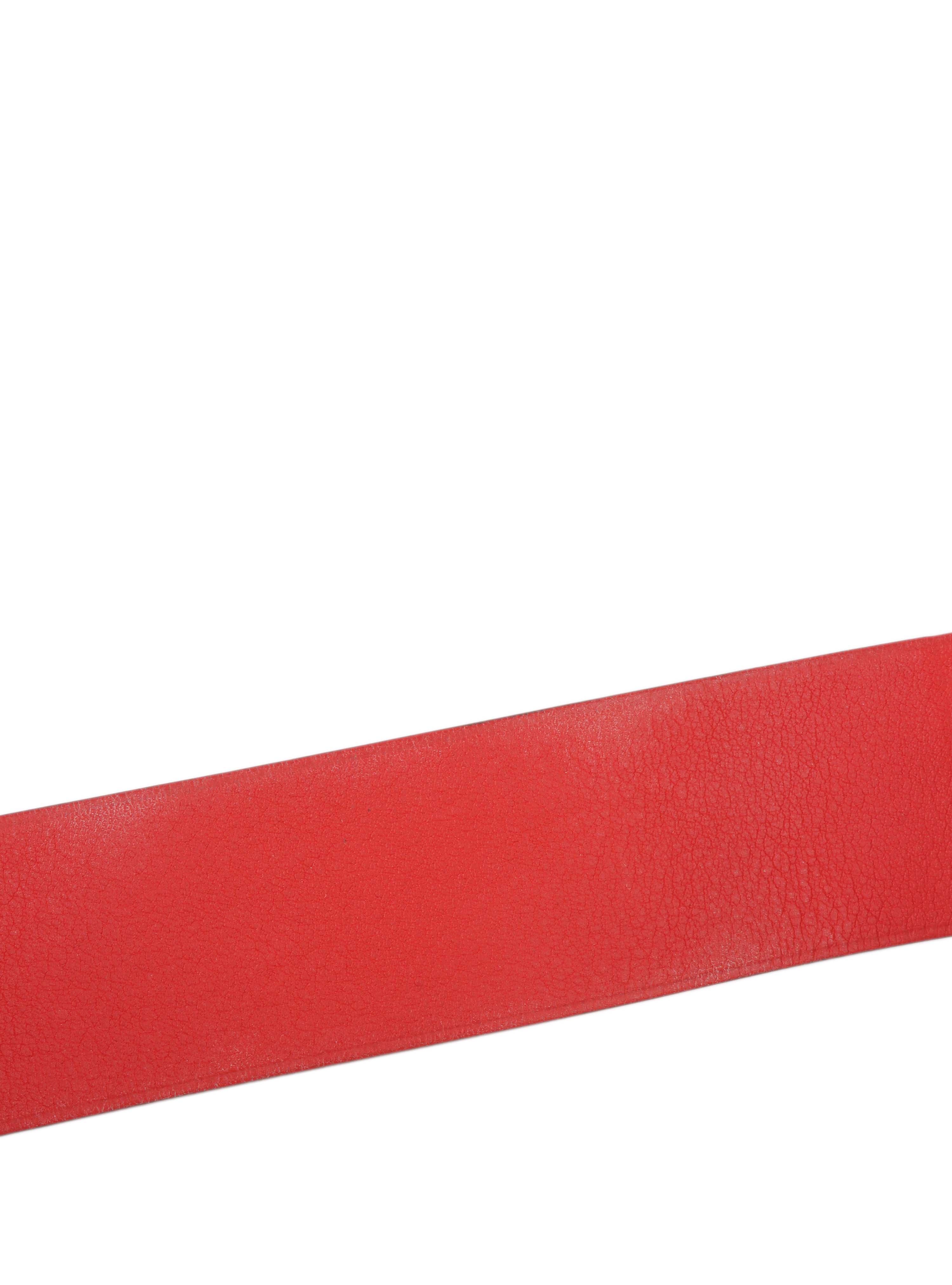 Hermes Rouge Wide Leather Bracelet.