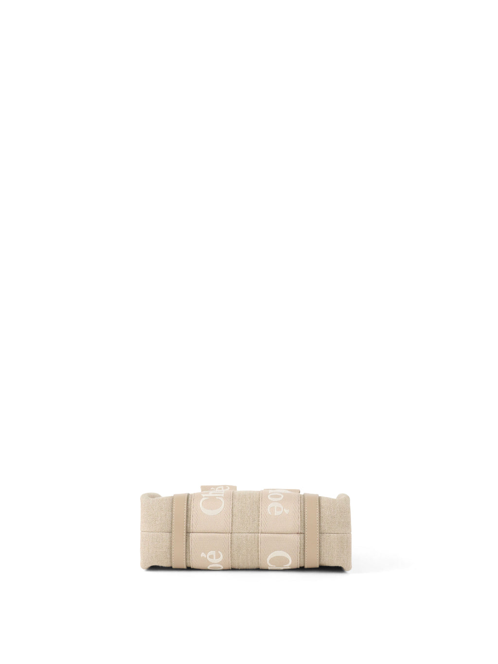 Chloe Neutral Small Woody Linen Tote Bag
