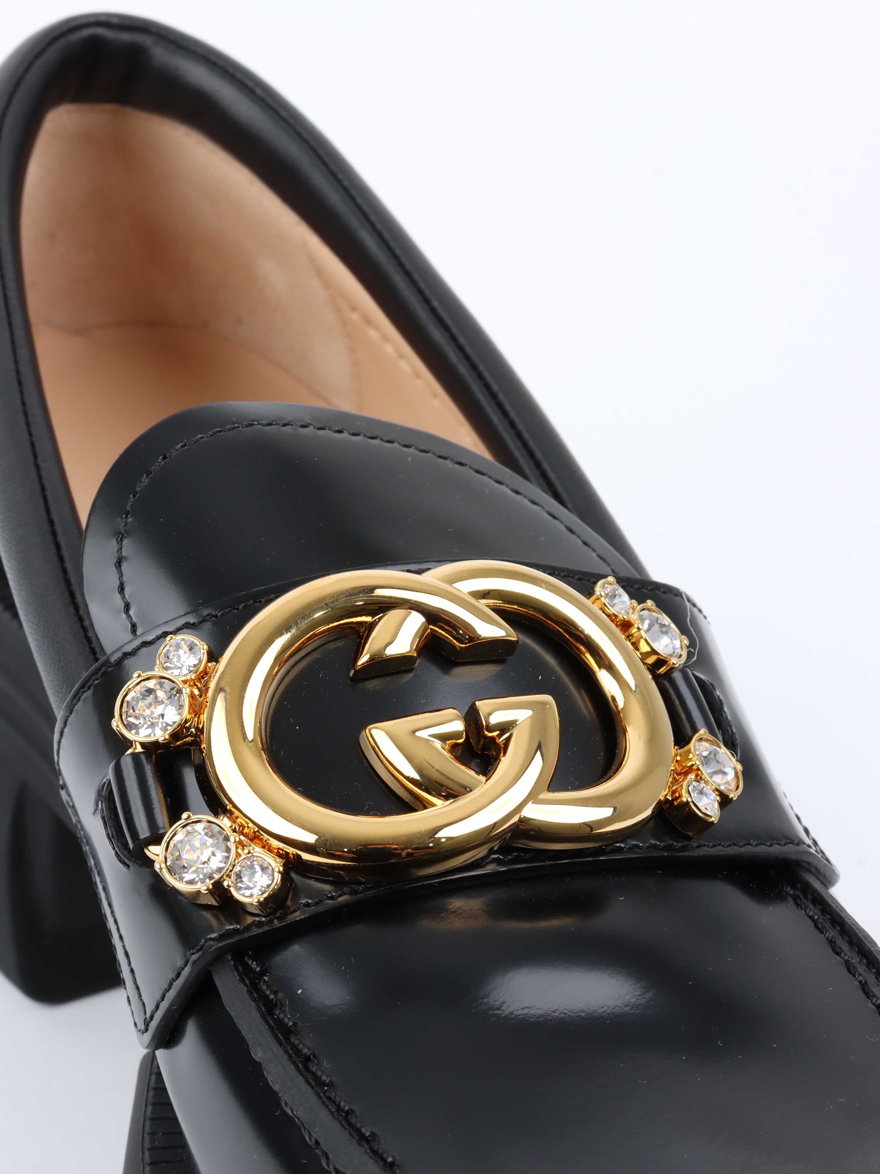 Gucci Interlocking GG & Diamonte Loafers.