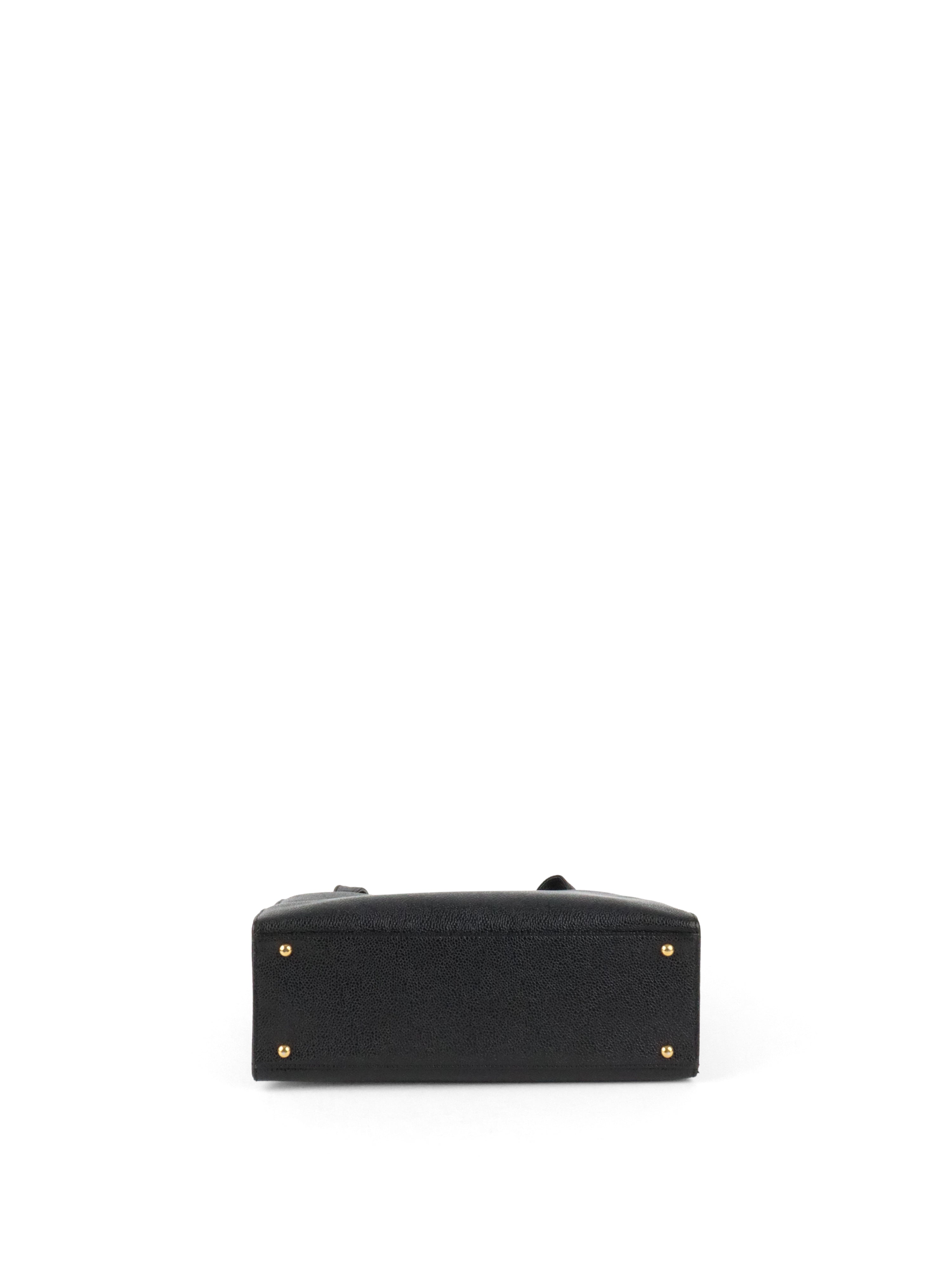 Chanel Vintage Stitched Logo Black Caviar Tote