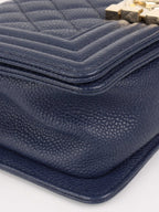 Chanel Small Caviar Navy Boy Bag GHW.