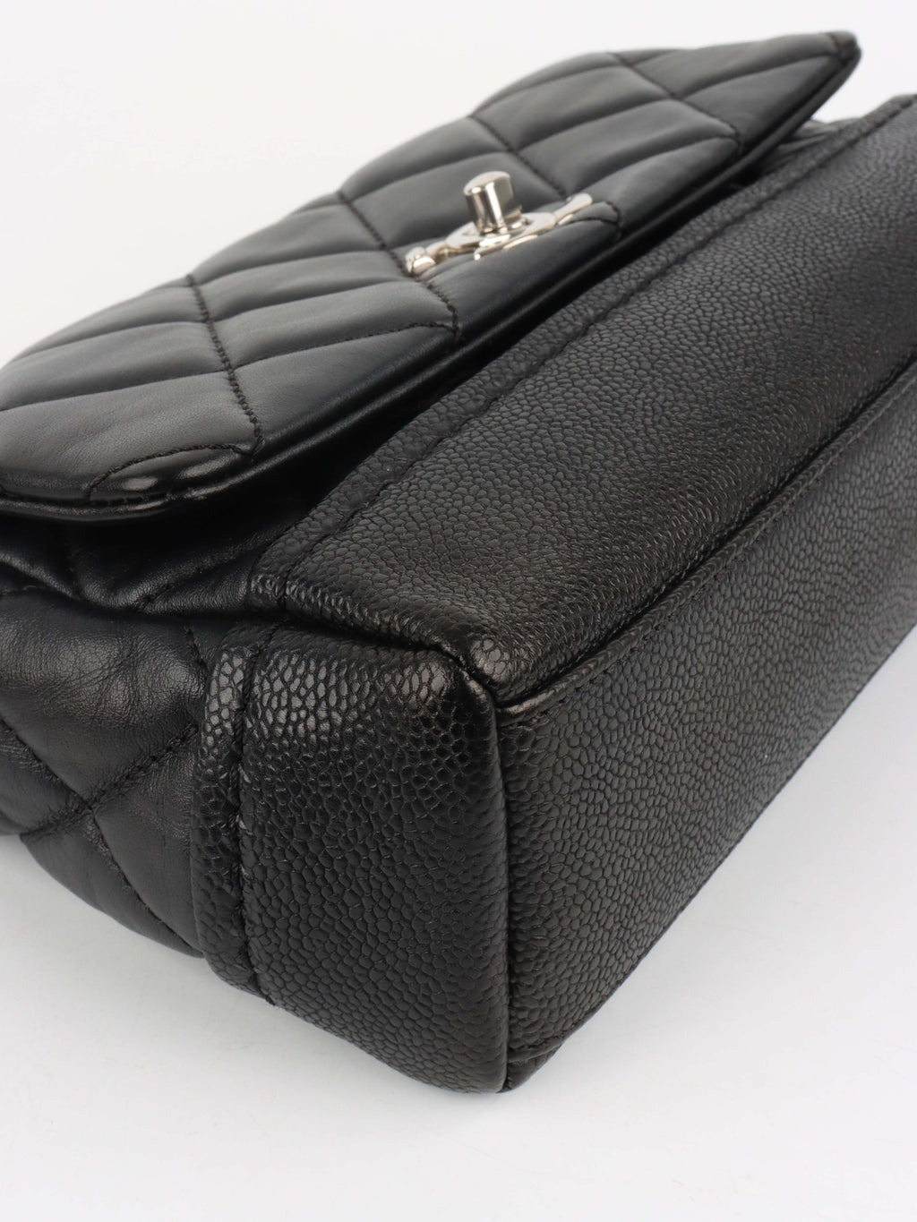 Chanel Black Quilted Lambskin & Caviar CC Flap Bag SHW.